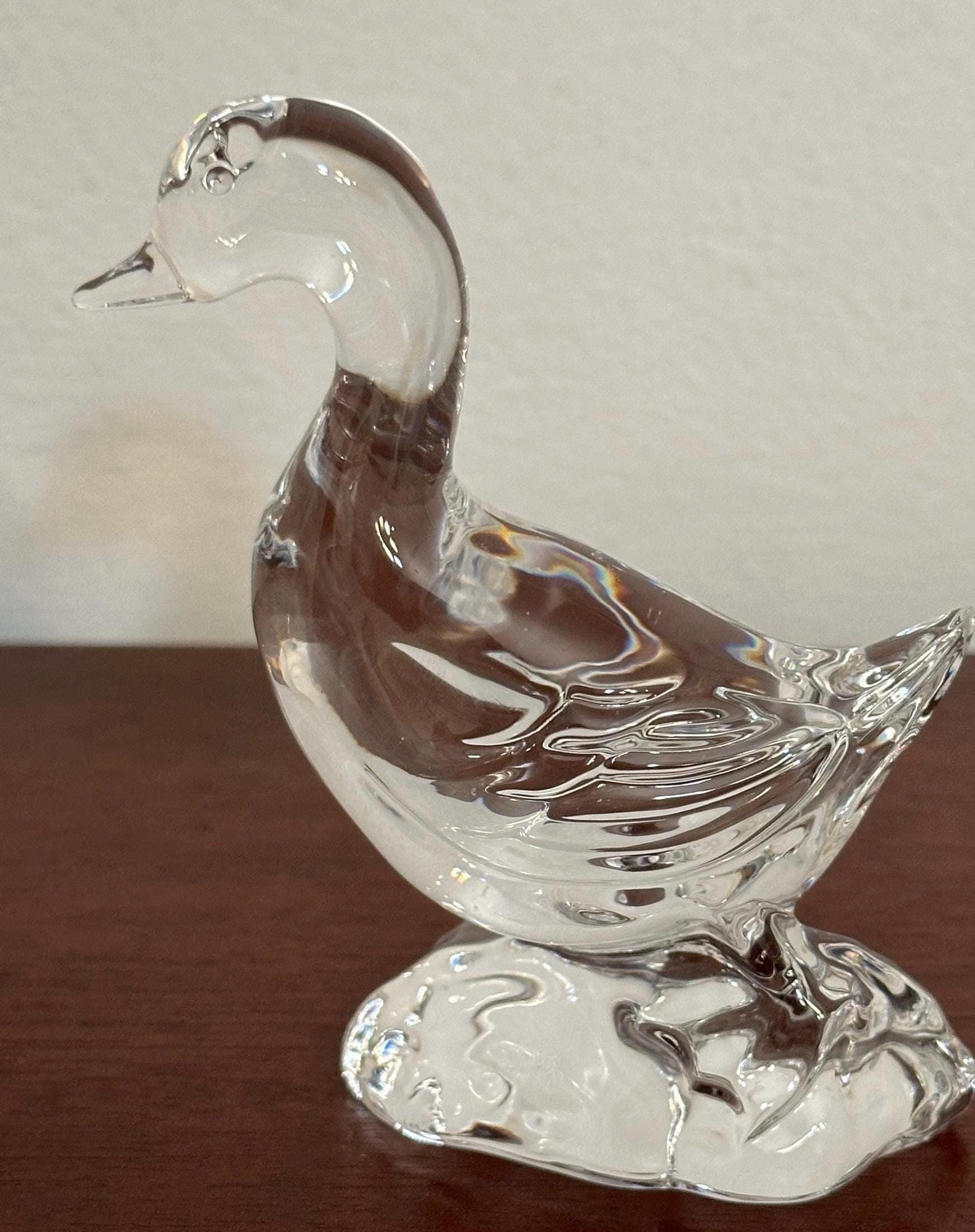 A Tall Waterford Crystal Duck Paperweight