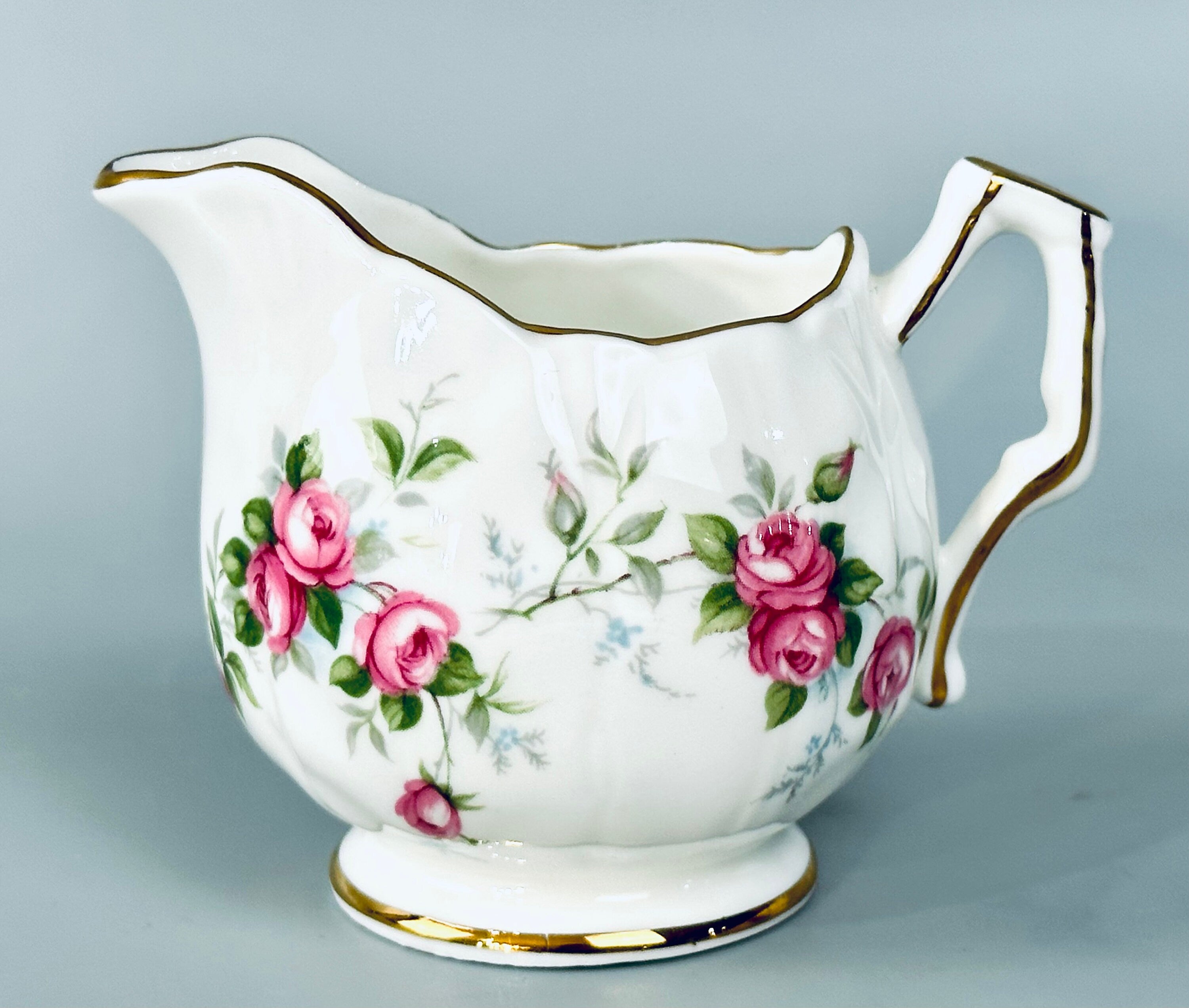 Aynsley Grotto Rose Creamer and Sugar Bowl