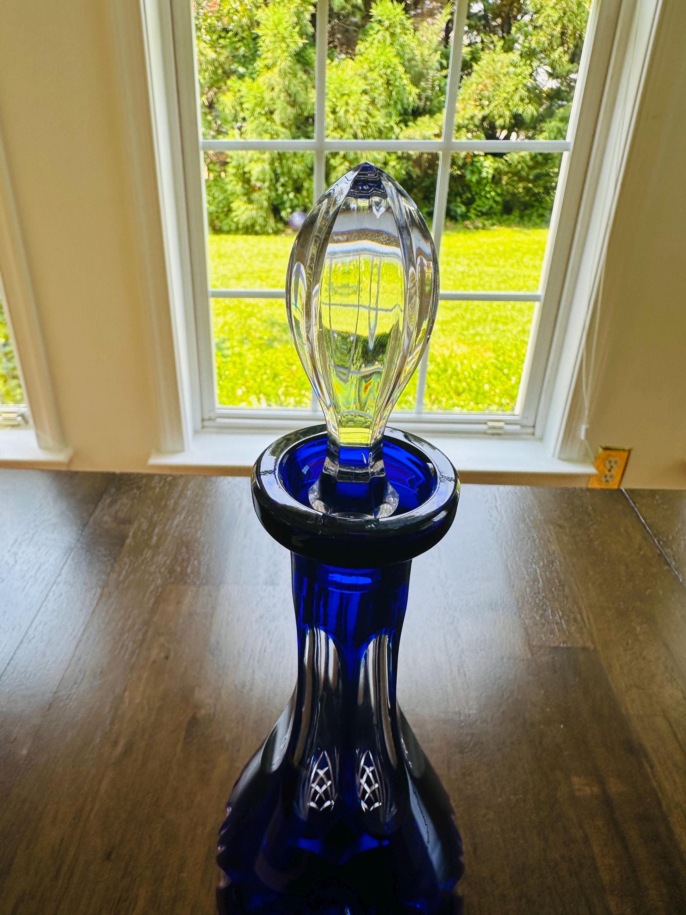 Gorham Cherrywood Cobalt Crystal Decanter