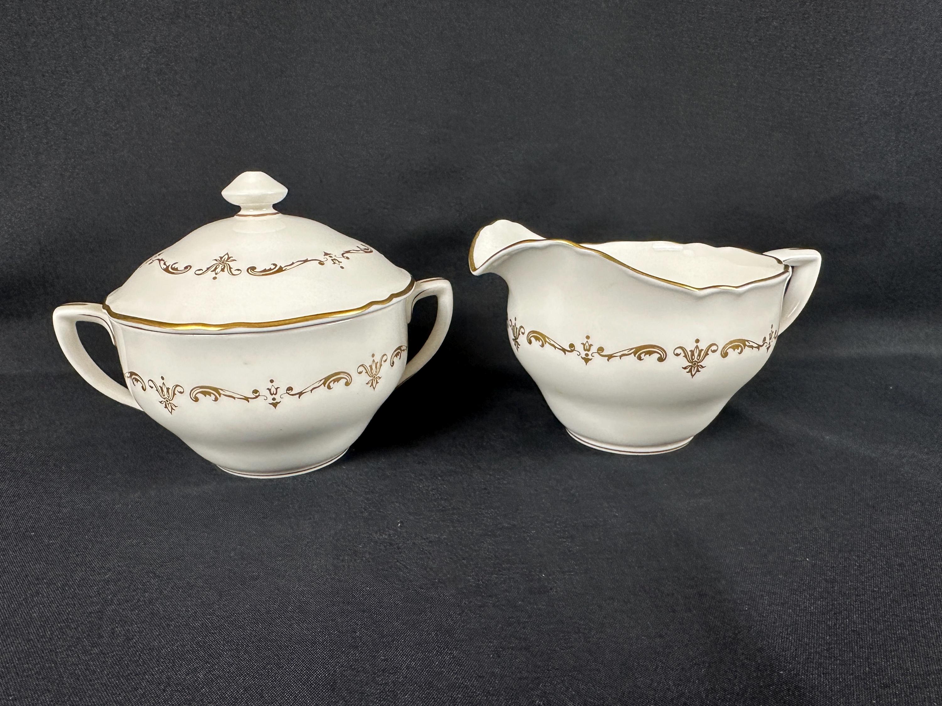 Royal Worcester Gold Chantilly Creamer and Sugar Bowl