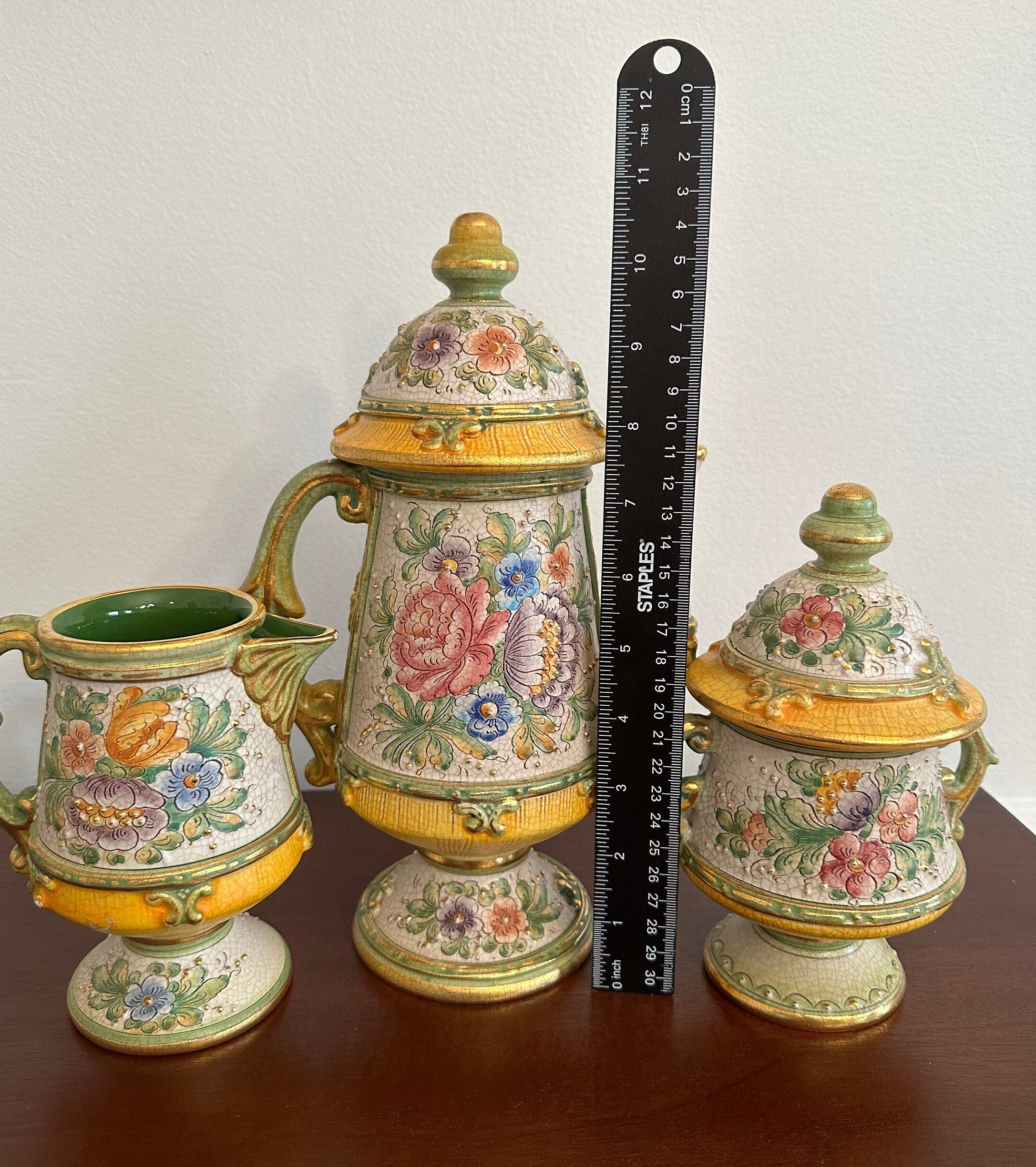Hand Made Veneto Flair Coffee Tea Set Italian Pottery