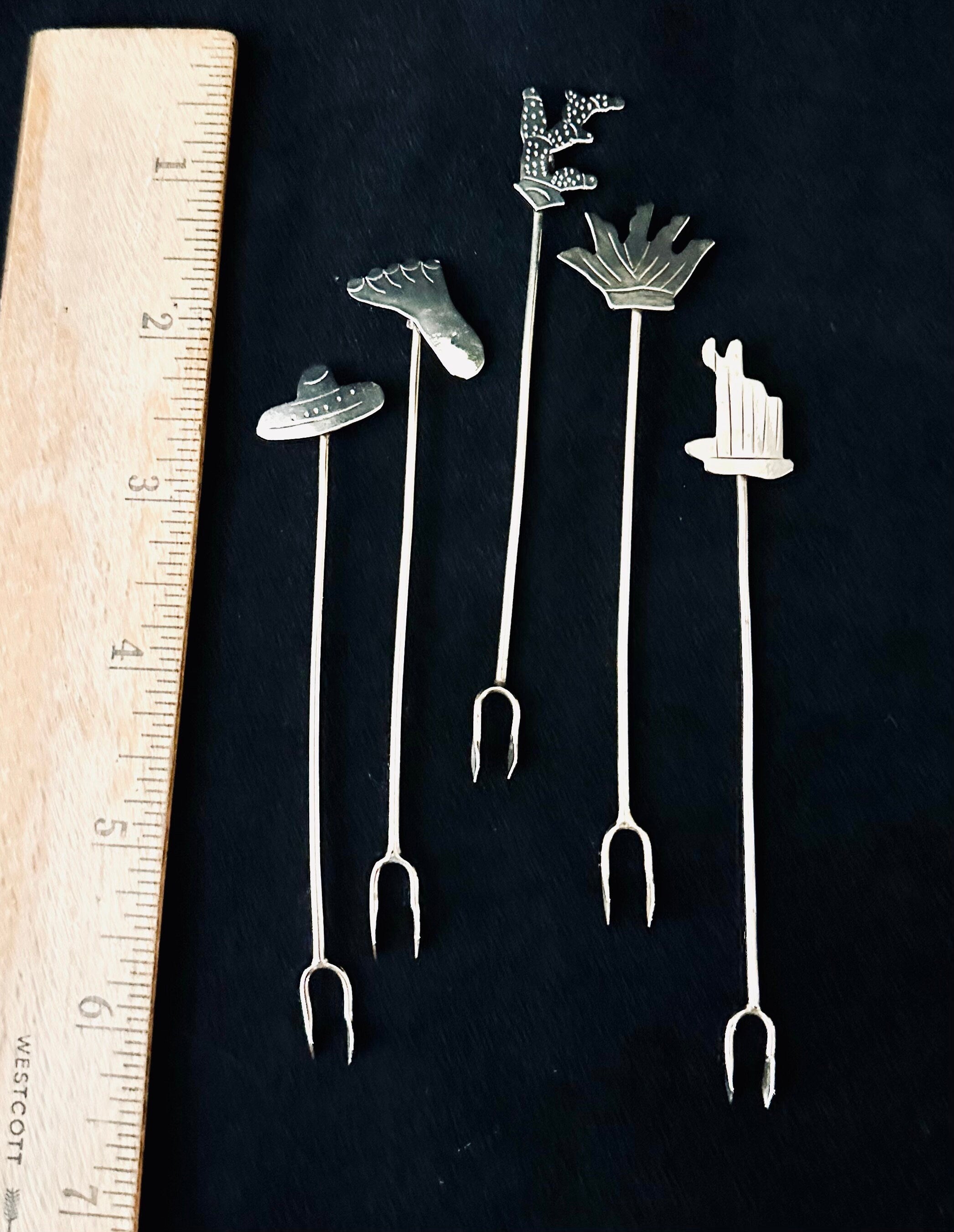 Sterling Silver Appetizer Picks/Forks Mexican Themed