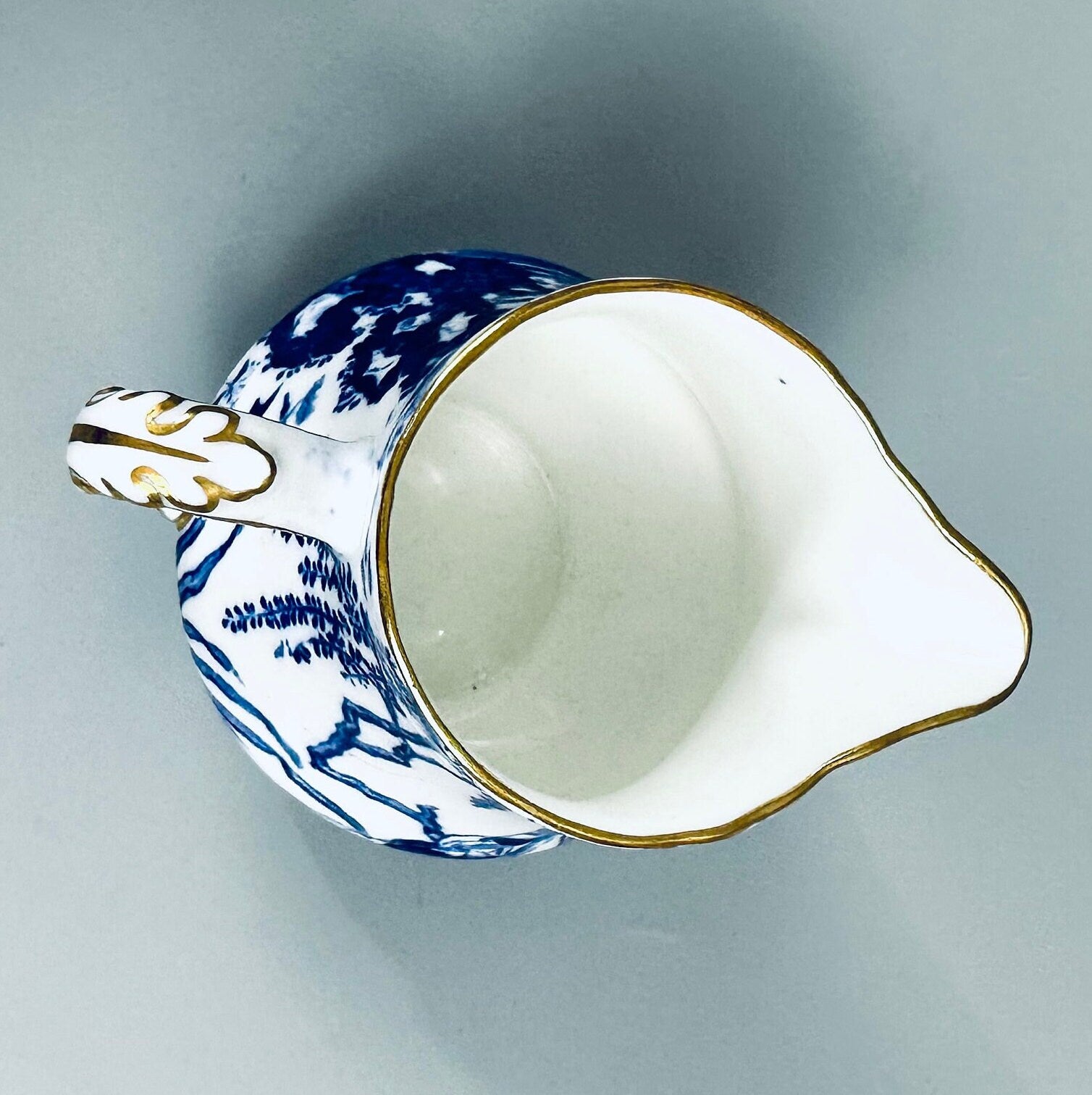 Blue Mikado By Royal Crown Derby Creamer, Sugar Bowl and Teaspoon Rest
