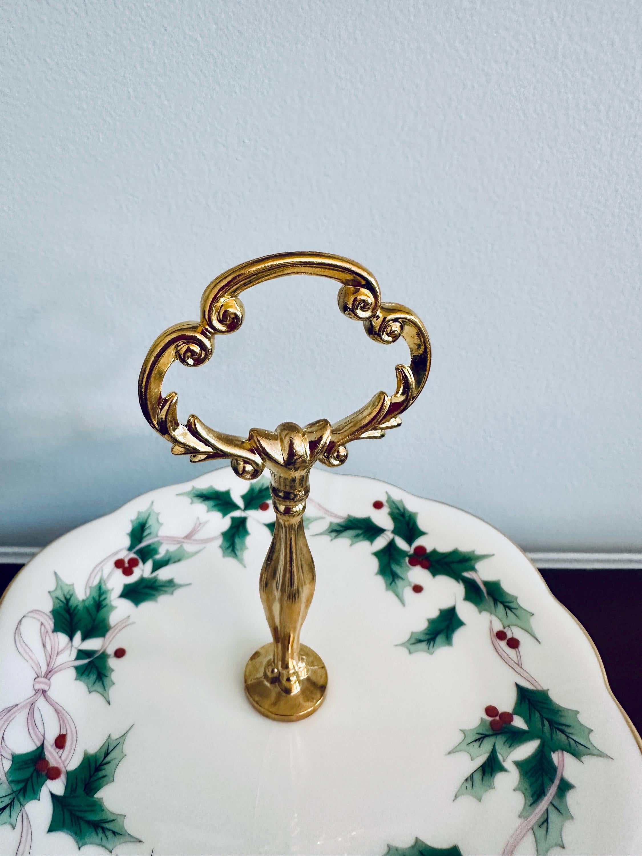 Mikasa Ribbon Holly 2 Tiered Server Tidbit Tray