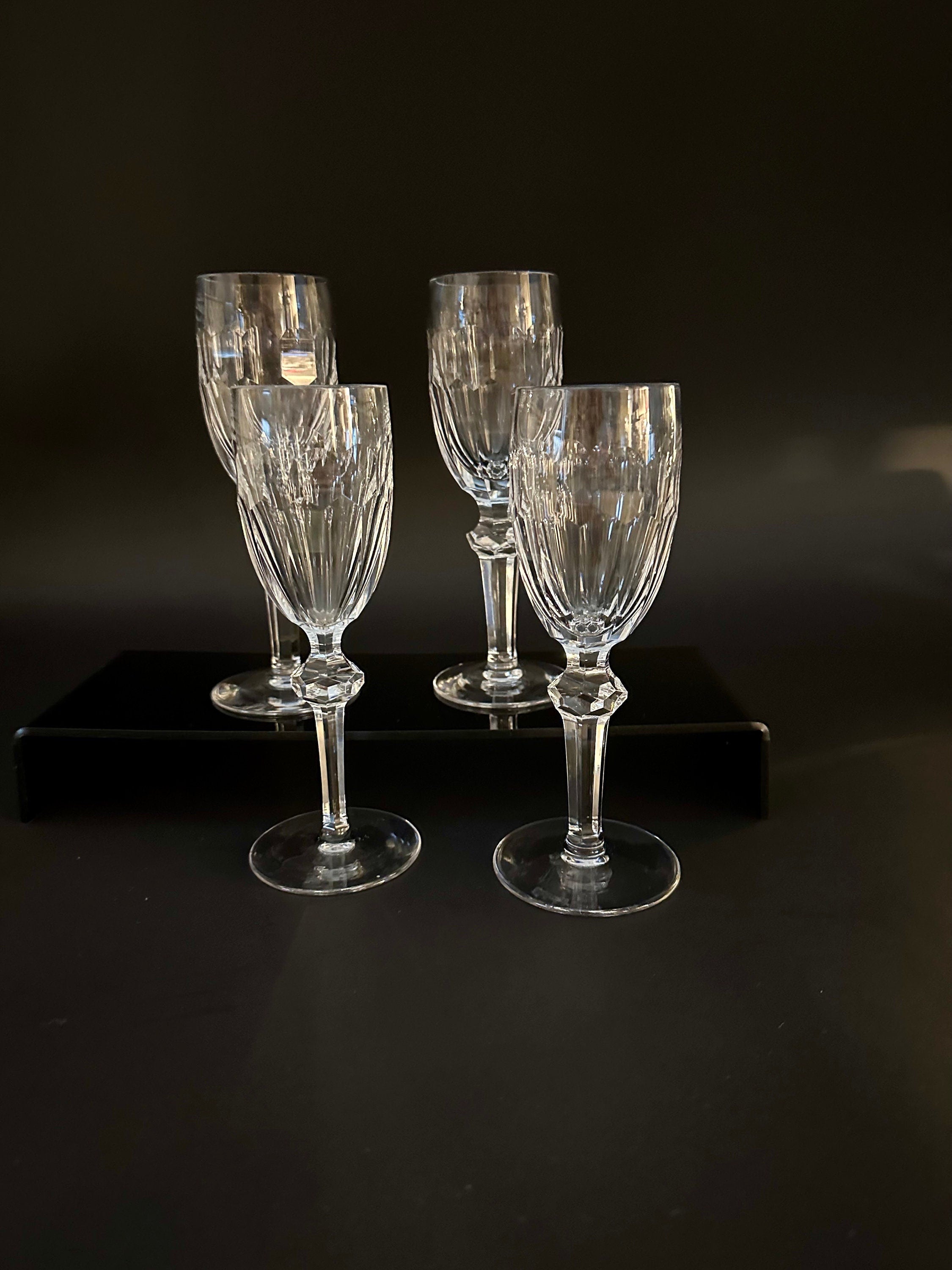 Four Waterford Crystal Sherry Glasses in the “Curraghmore” Pattern