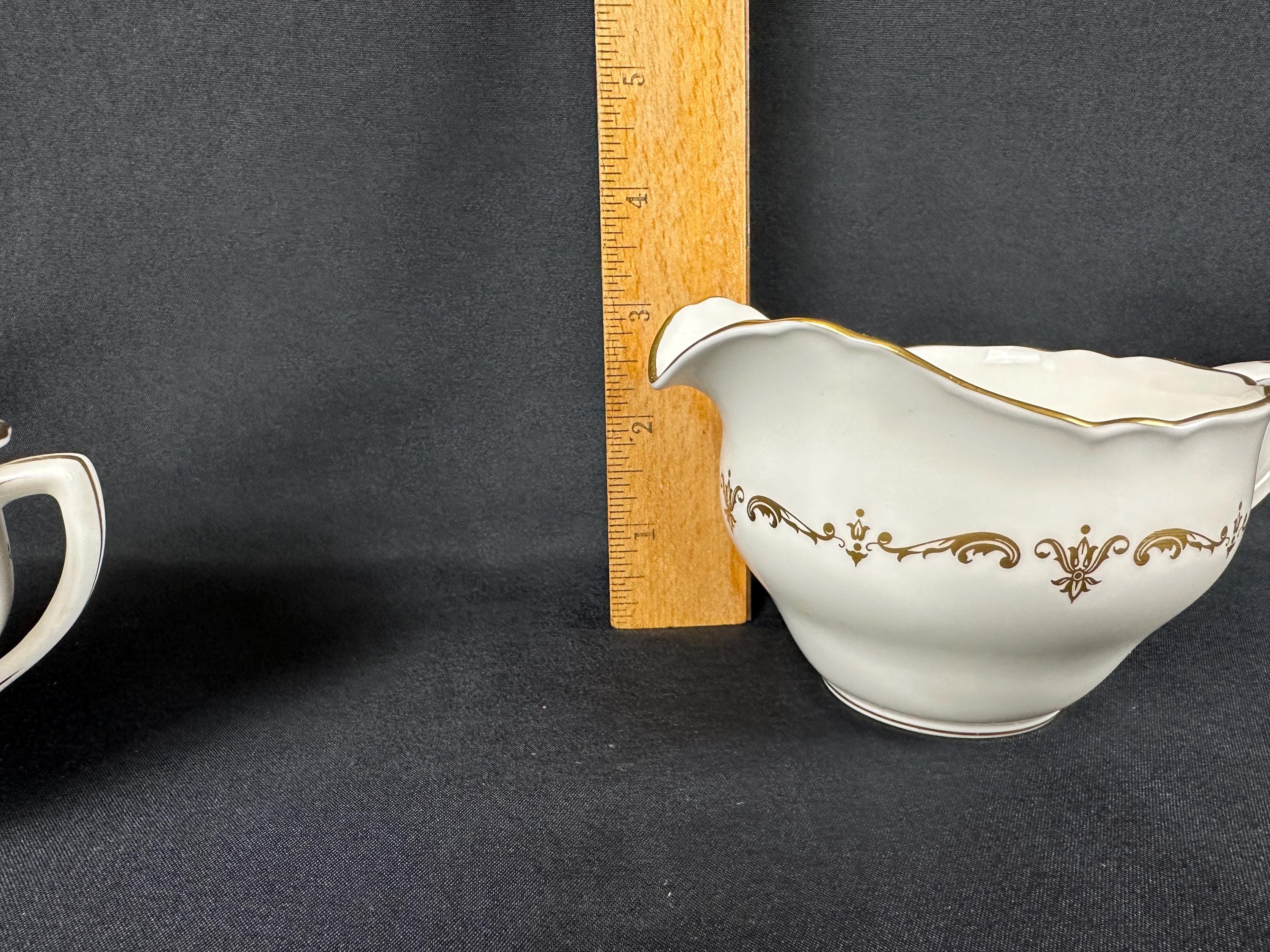 Royal Worcester Gold Chantilly Creamer and Sugar Bowl
