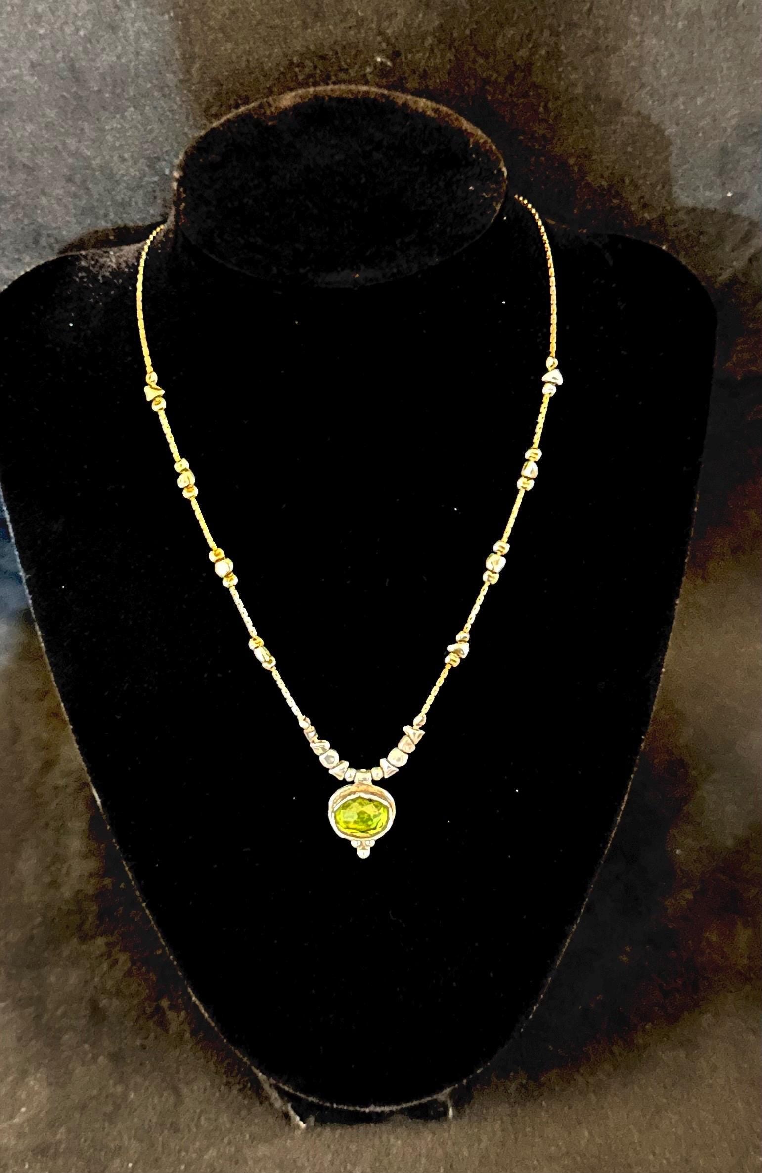 Silpada Sterling Silver Green Glass Bezel Pendent Necklace