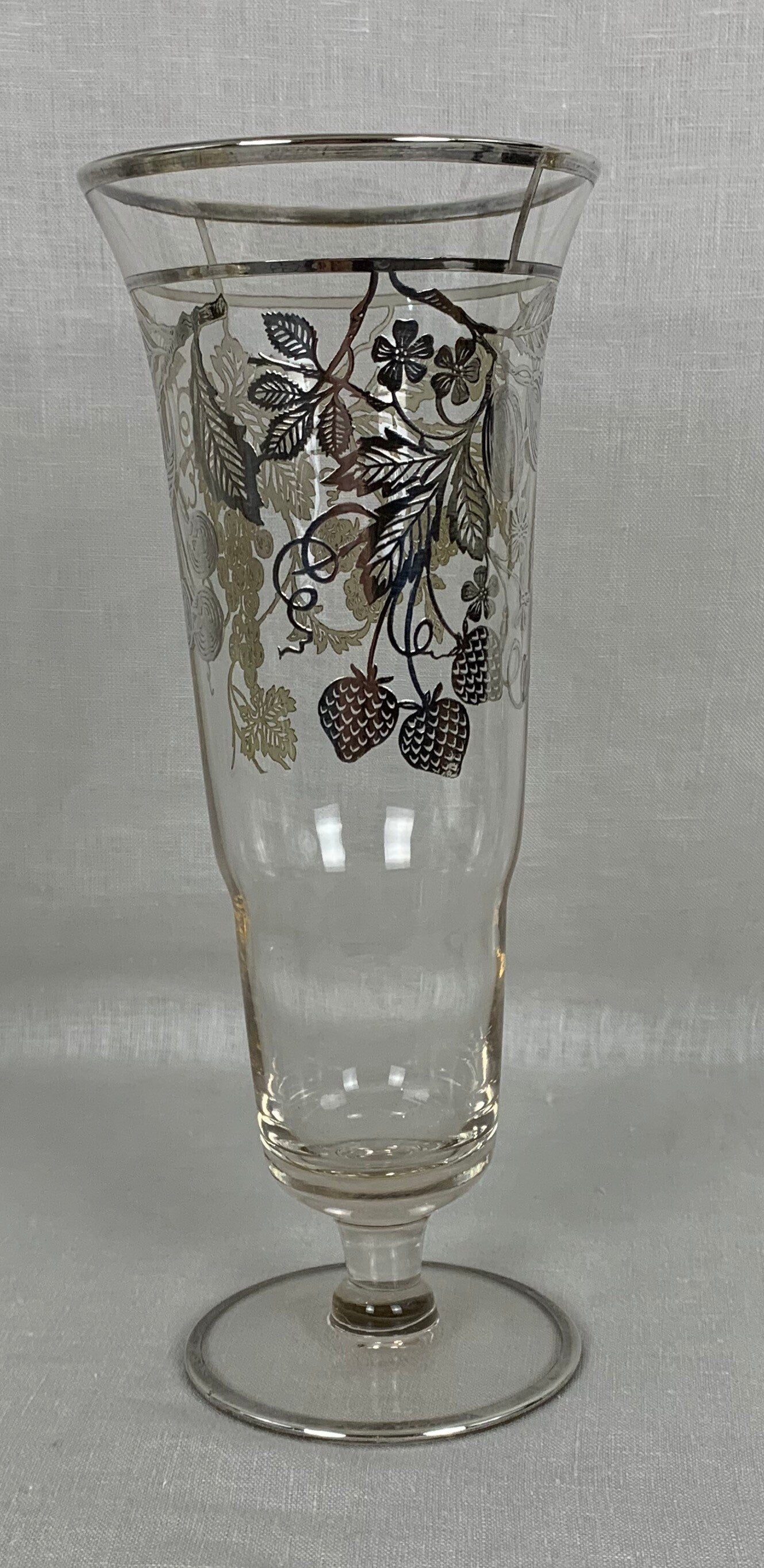 Antique Silver Overlay Vase With Fruit Pattern