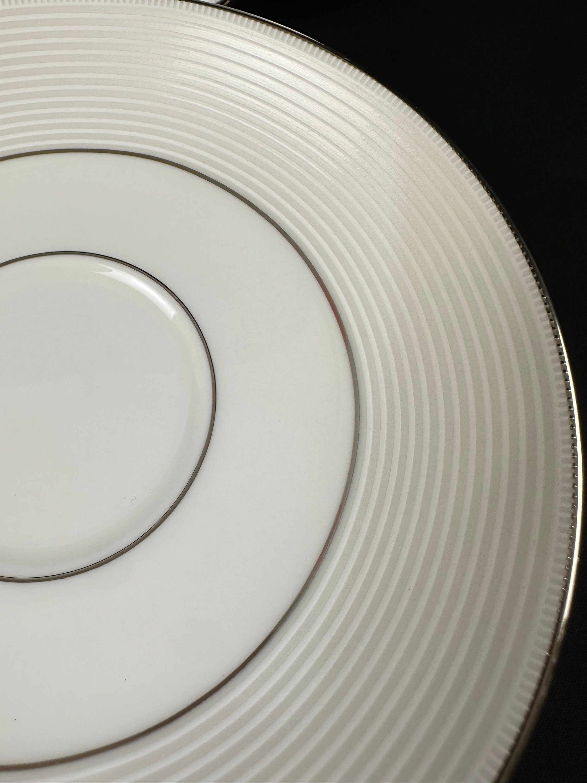 6 Lenox Opal Innocence Stripe Saucers