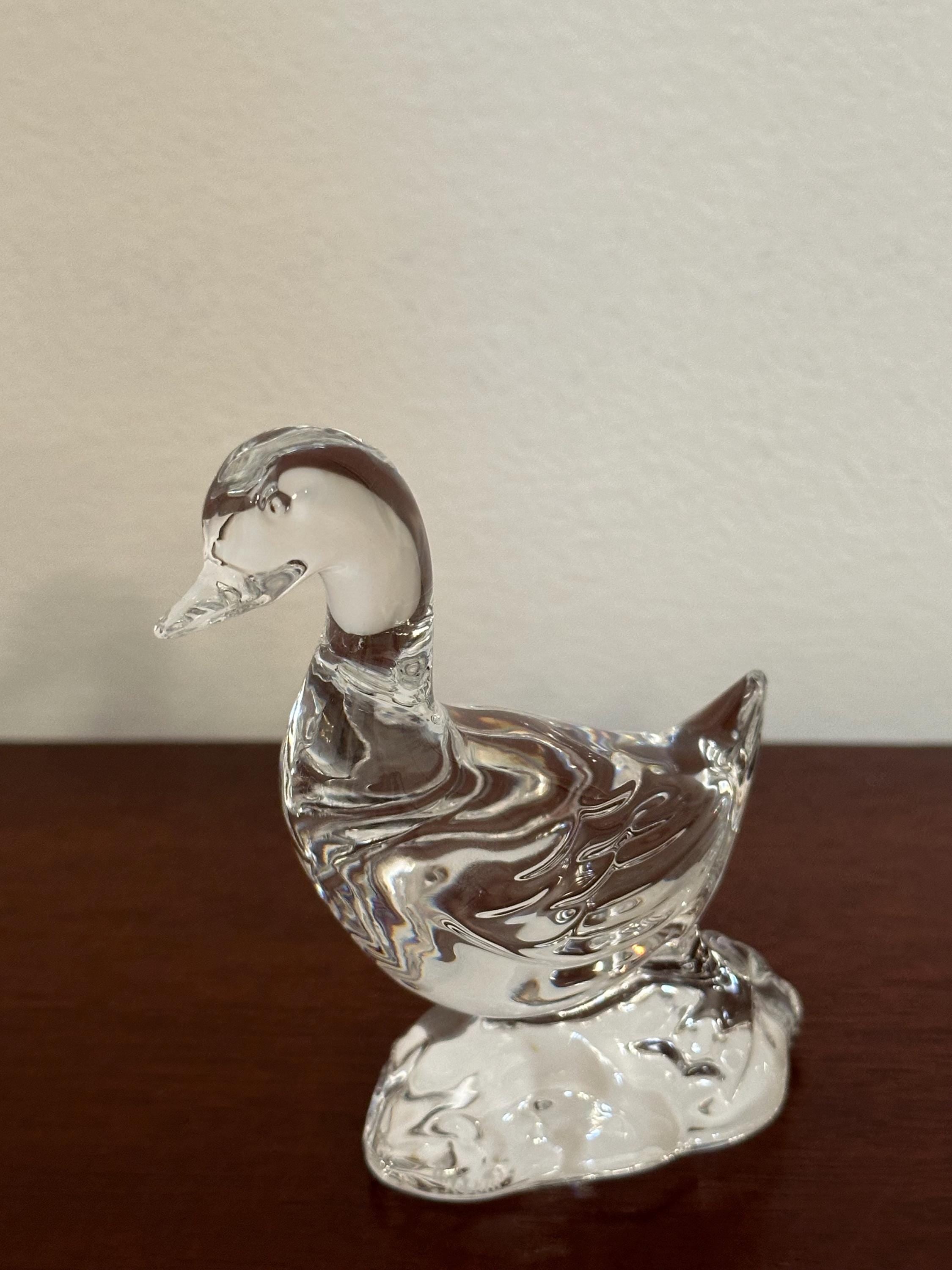 A Tall Waterford Crystal Duck Paperweight