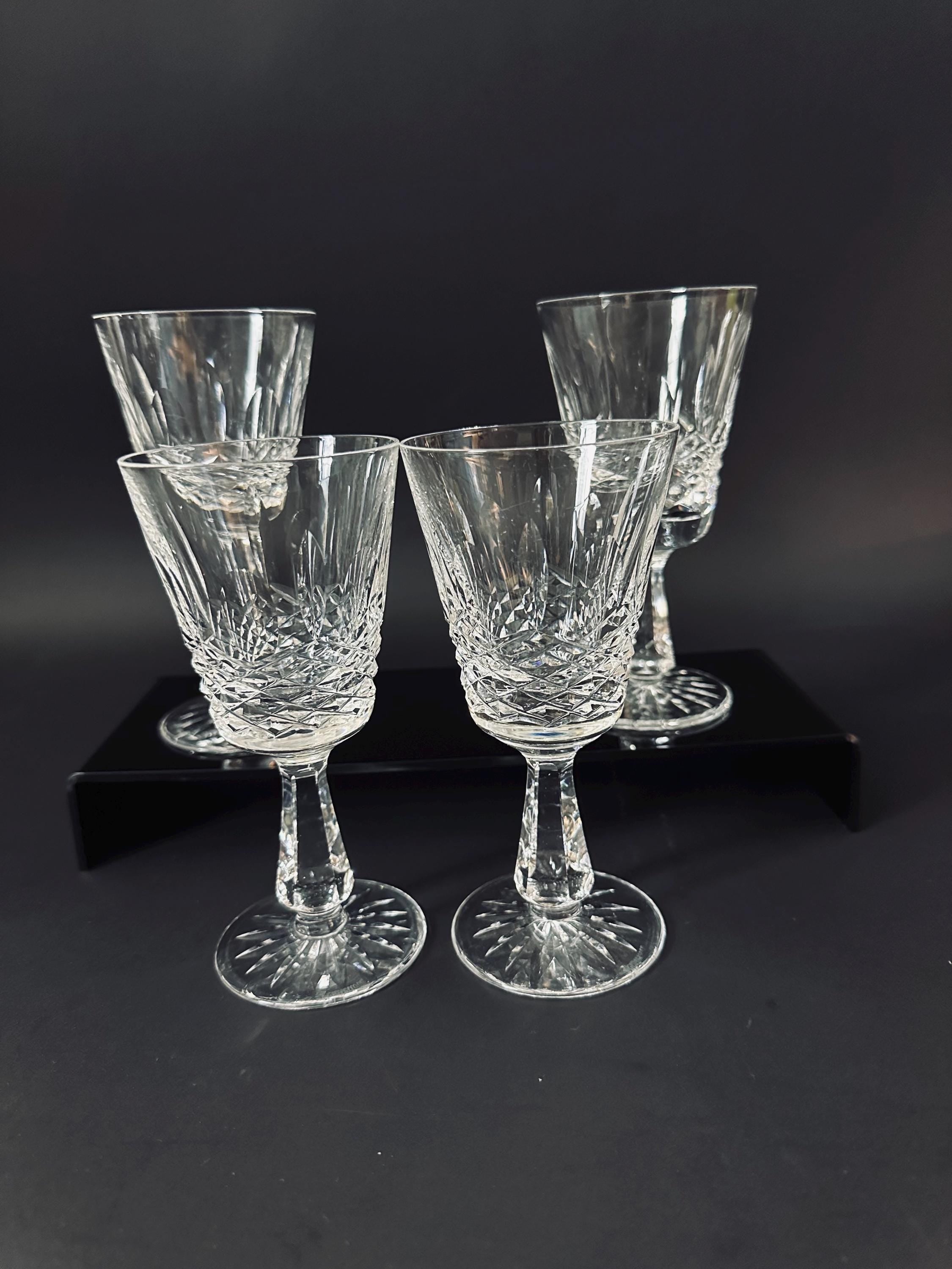 Set of Four Waterford Crystal Kenmare Claret Wine Glasses