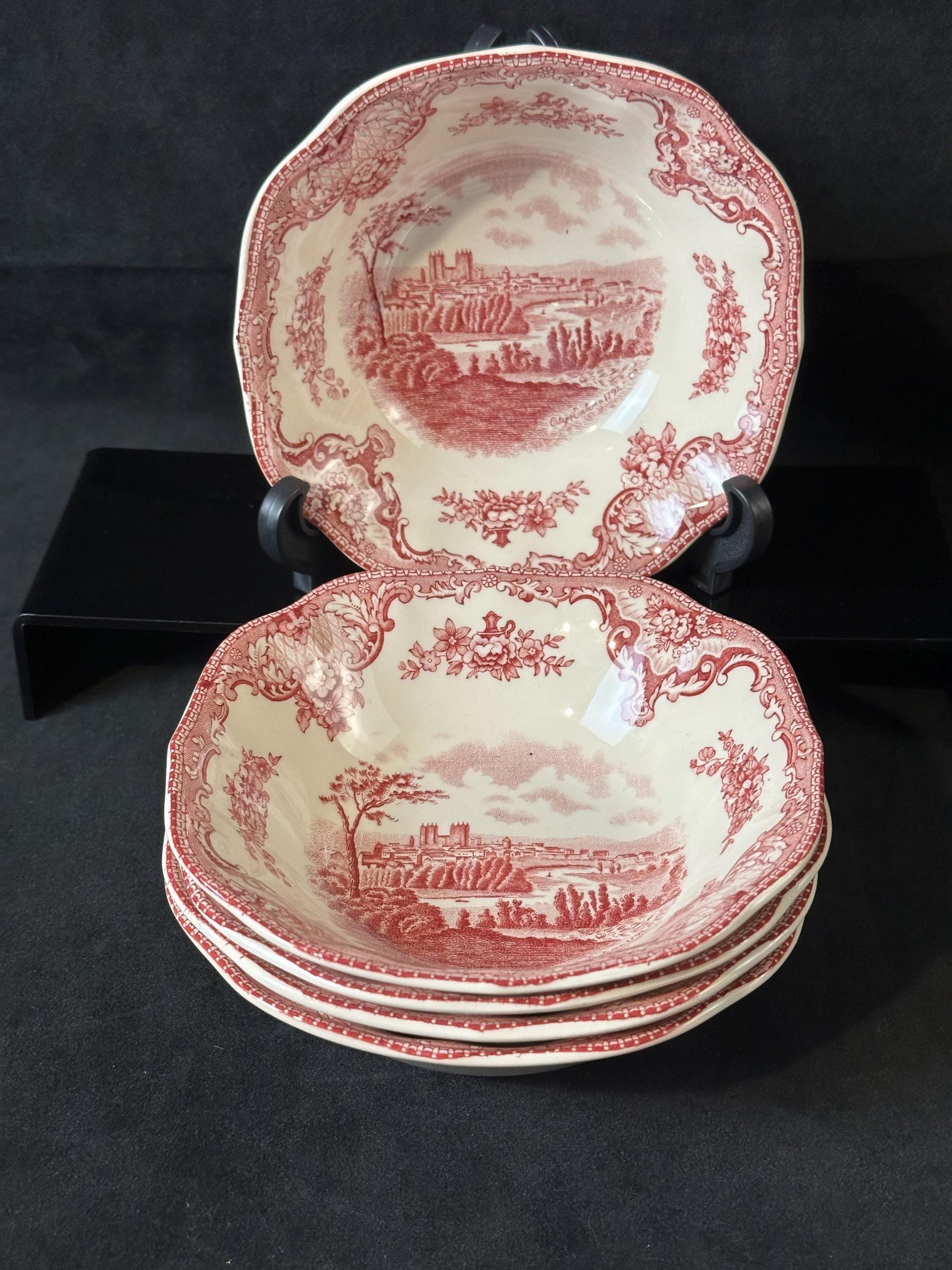 5 Johnson Brothers Old British Castles Square Cereal Bowls