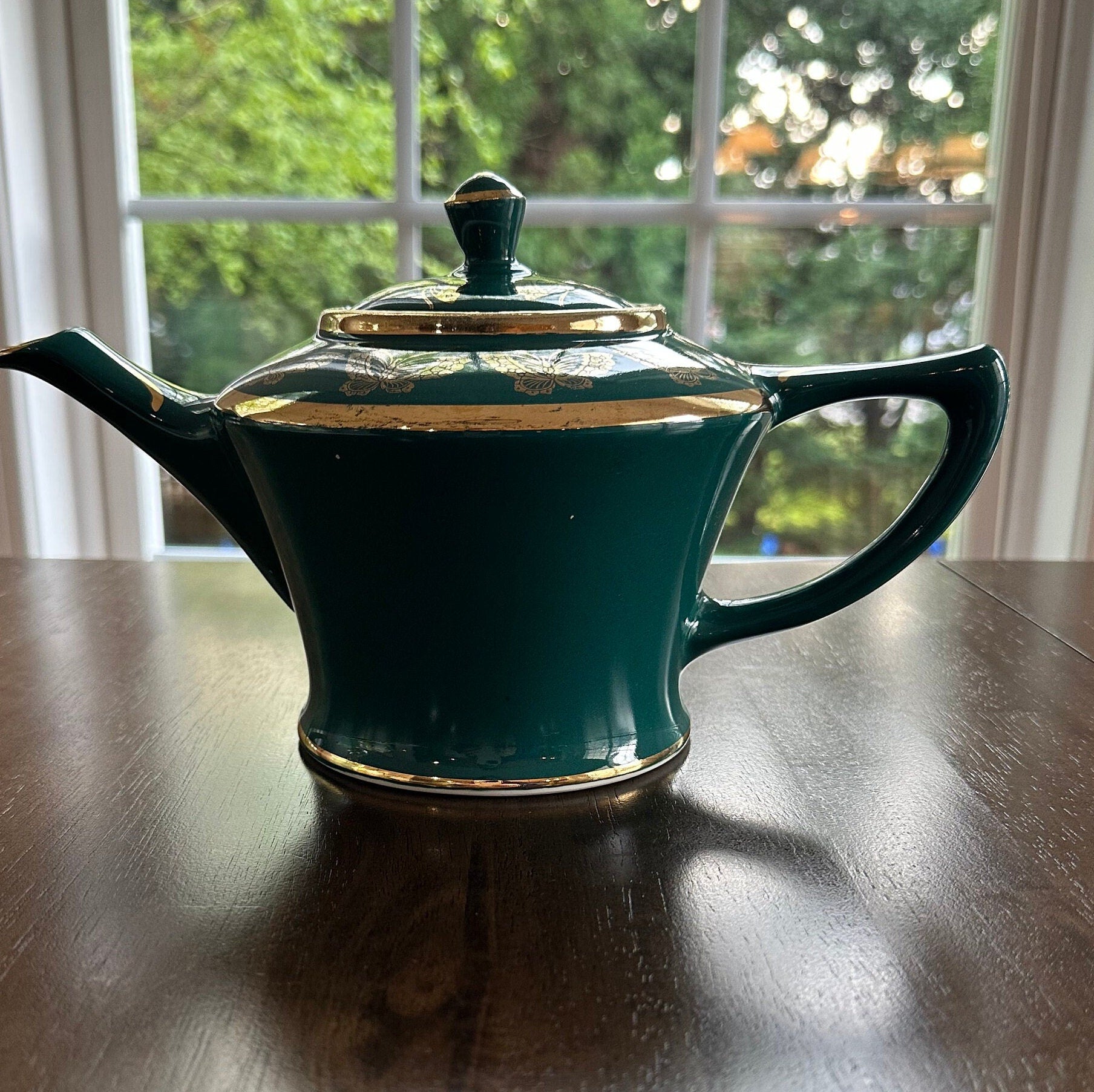 Hall Teal Green Butterfly Teapot