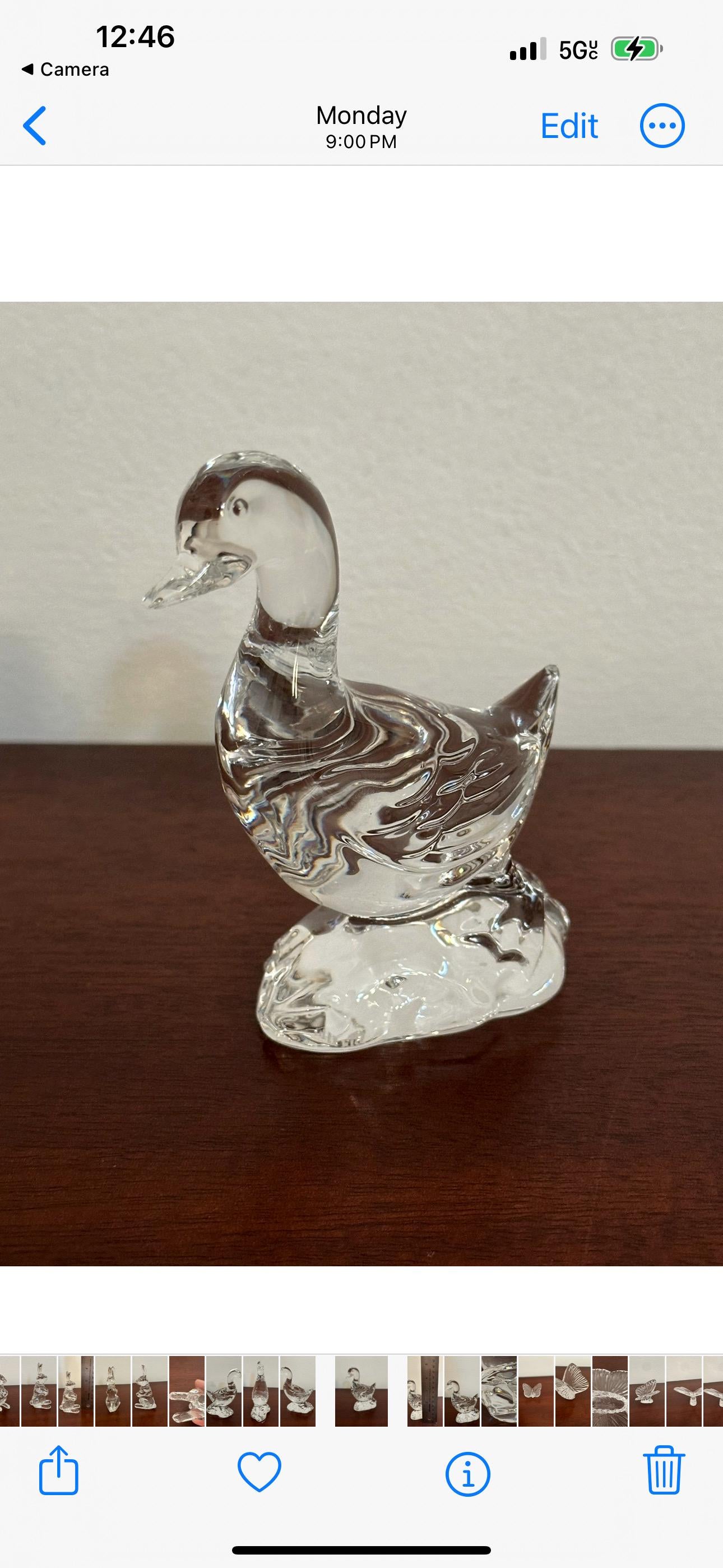 A Tall Waterford Crystal Duck Paperweight