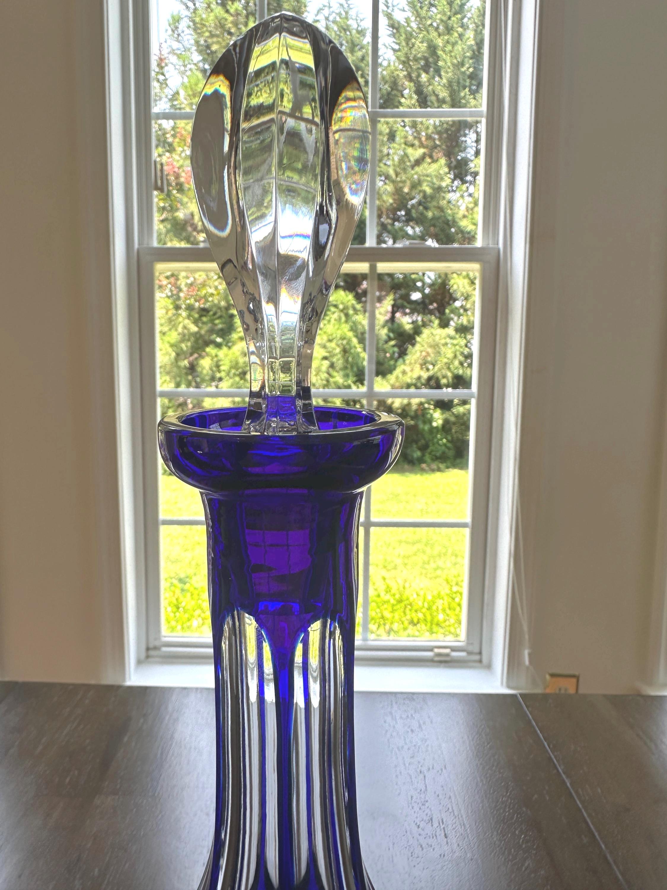 Gorham Cherrywood Cobalt Crystal Decanter 15”