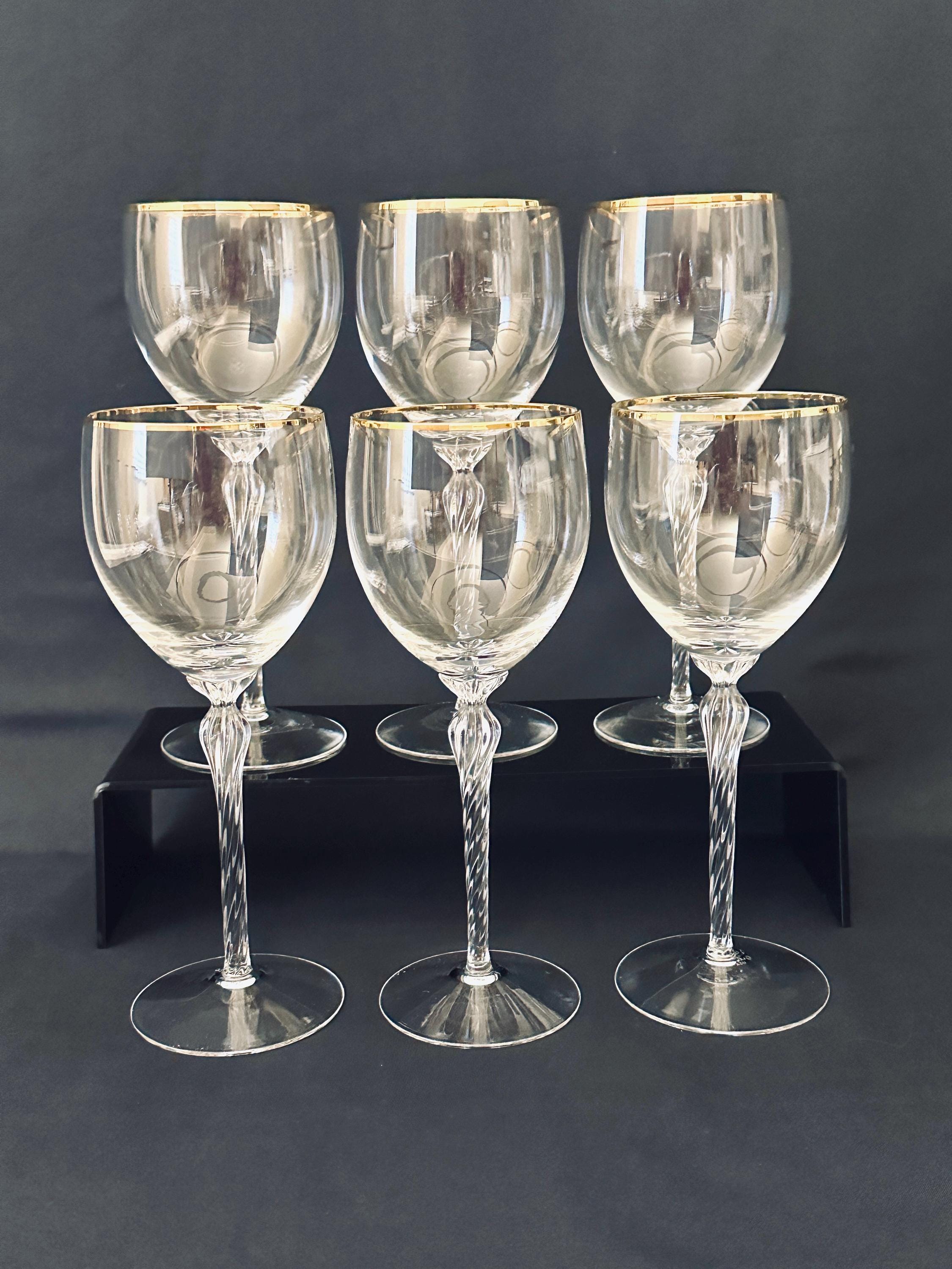 6 Lenox Monroe Water Goblets Gold Rims