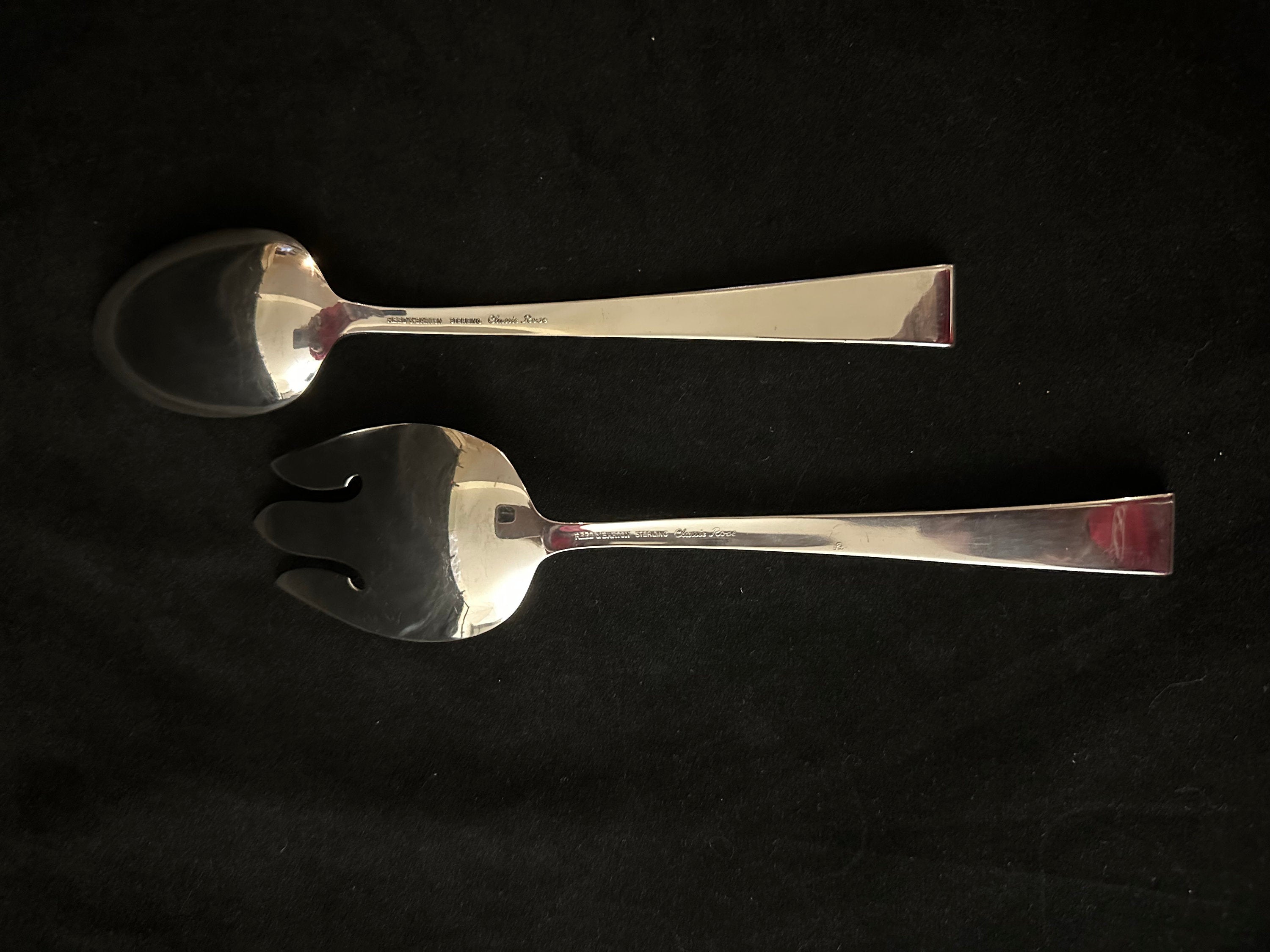 Reed and Barton Classic Rose Sterling Silver Salad Set