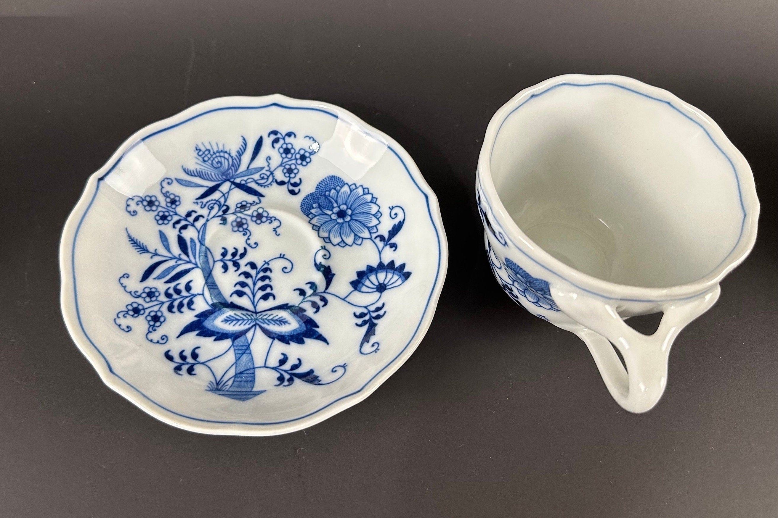 Four Blue Danube Flat Tea Cups & Saucers Sets