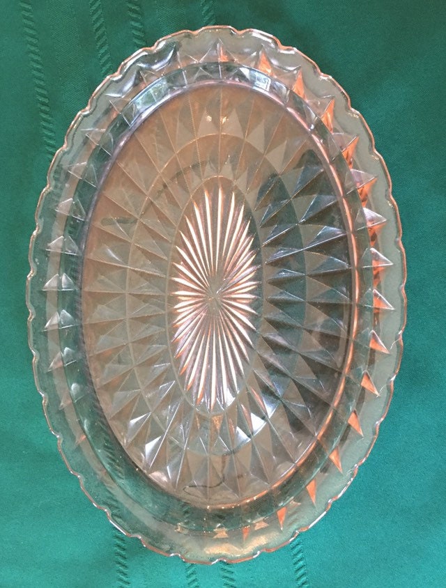 Jeanette Windsor Platter and Bowl Pink Depression Glass