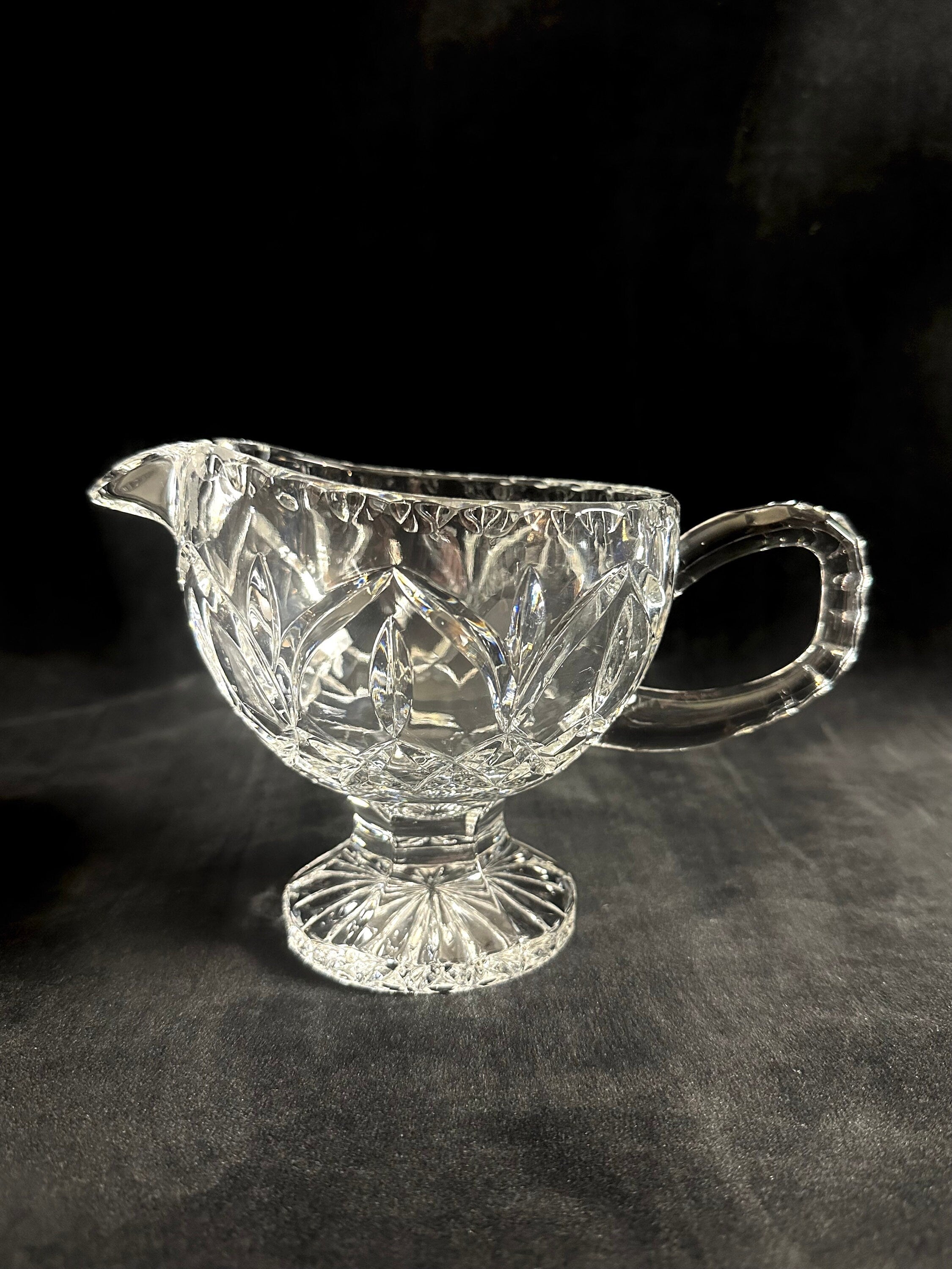 Crystal Gravy Boat Astor Pattern by Crystal Clear