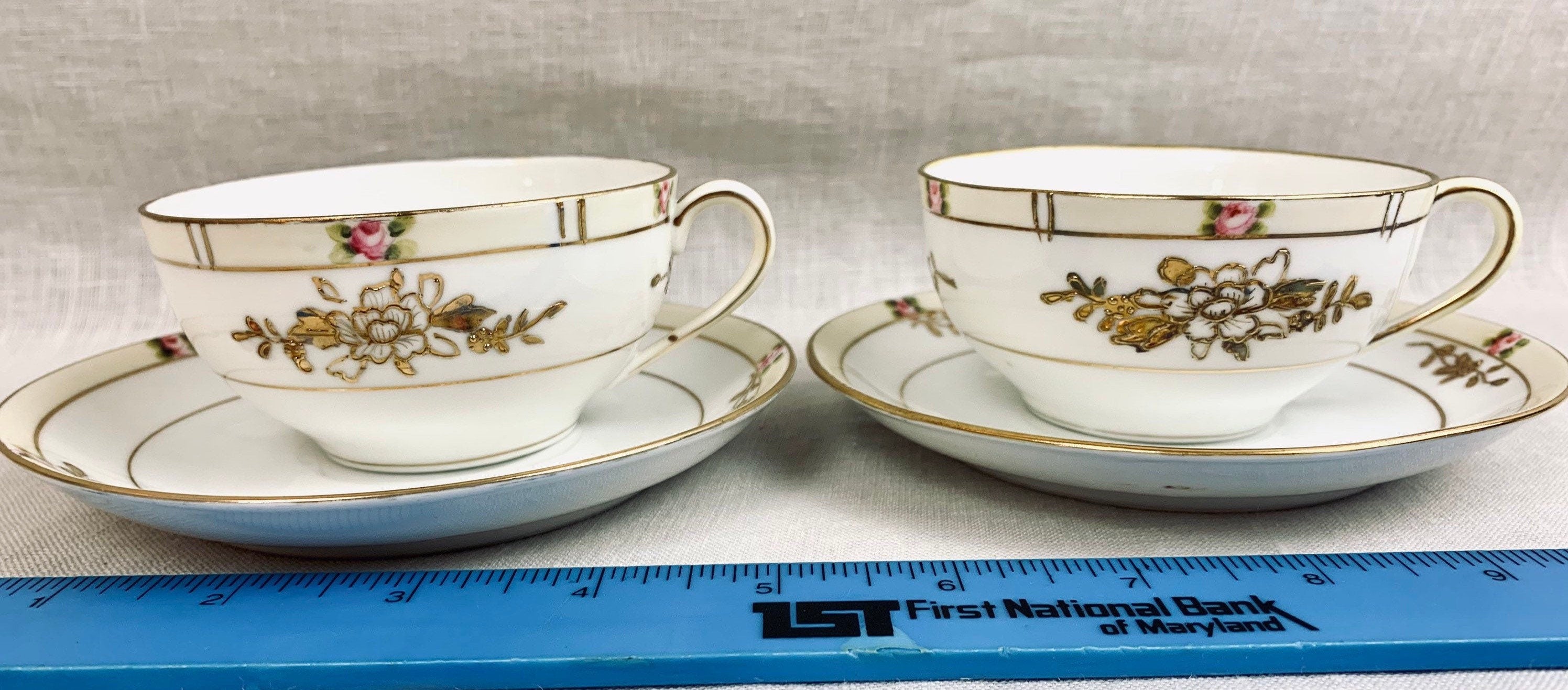 A Pair of Antique Noritake Teacups and Saucers