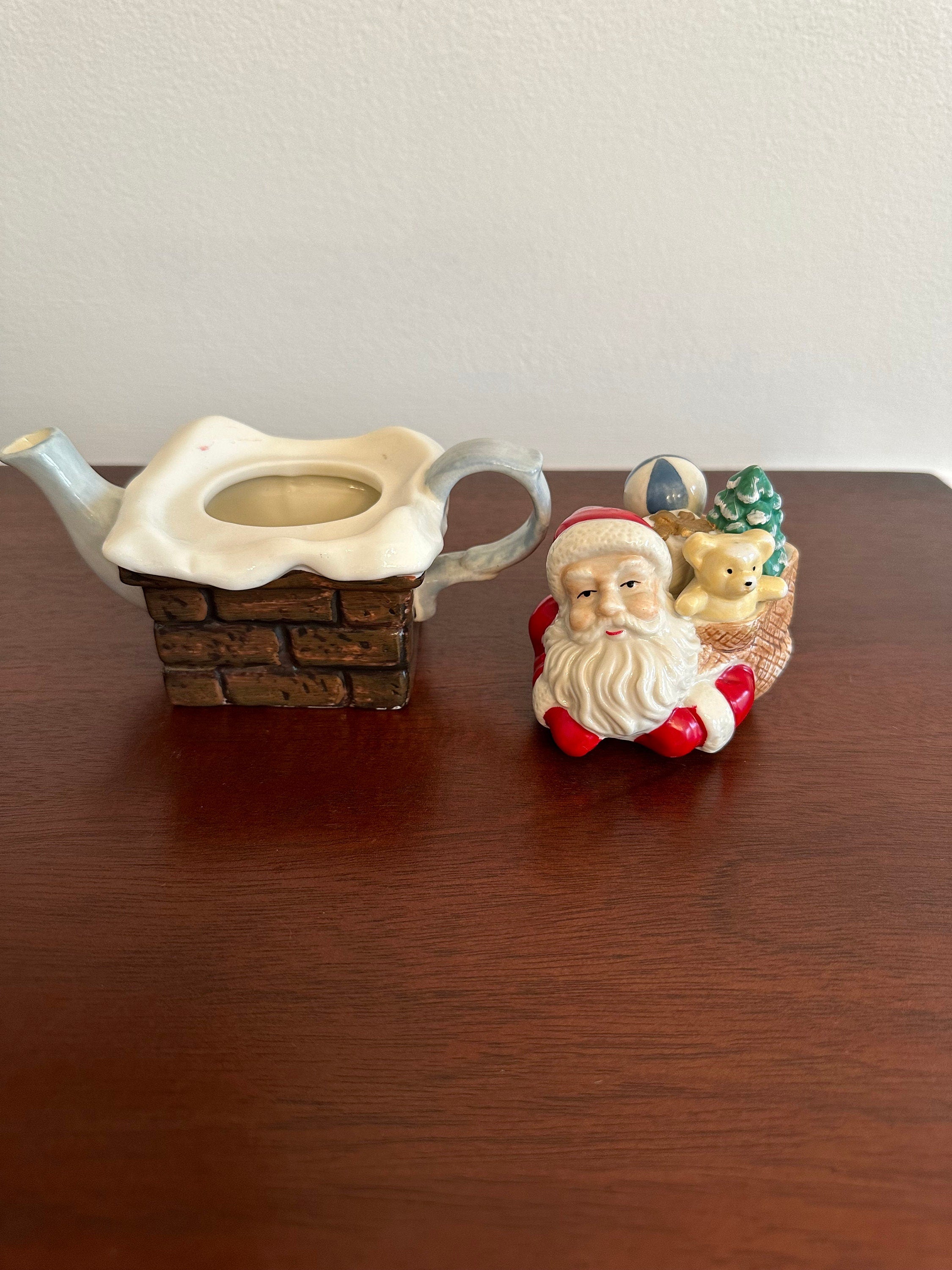 Small Santa in Chimney Teapot