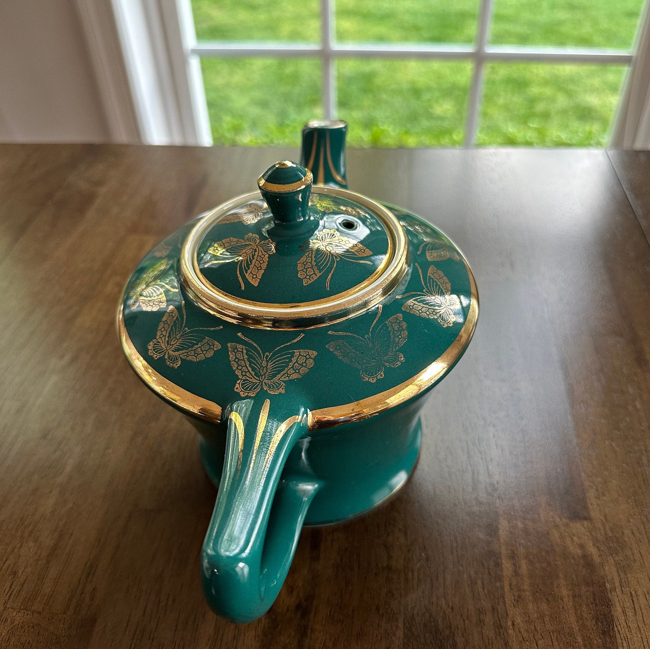 Hall Teal Green Butterfly Teapot