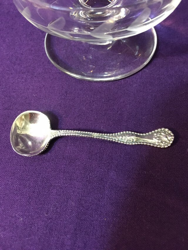 Crystal Salt Cellar with Silver Spoon