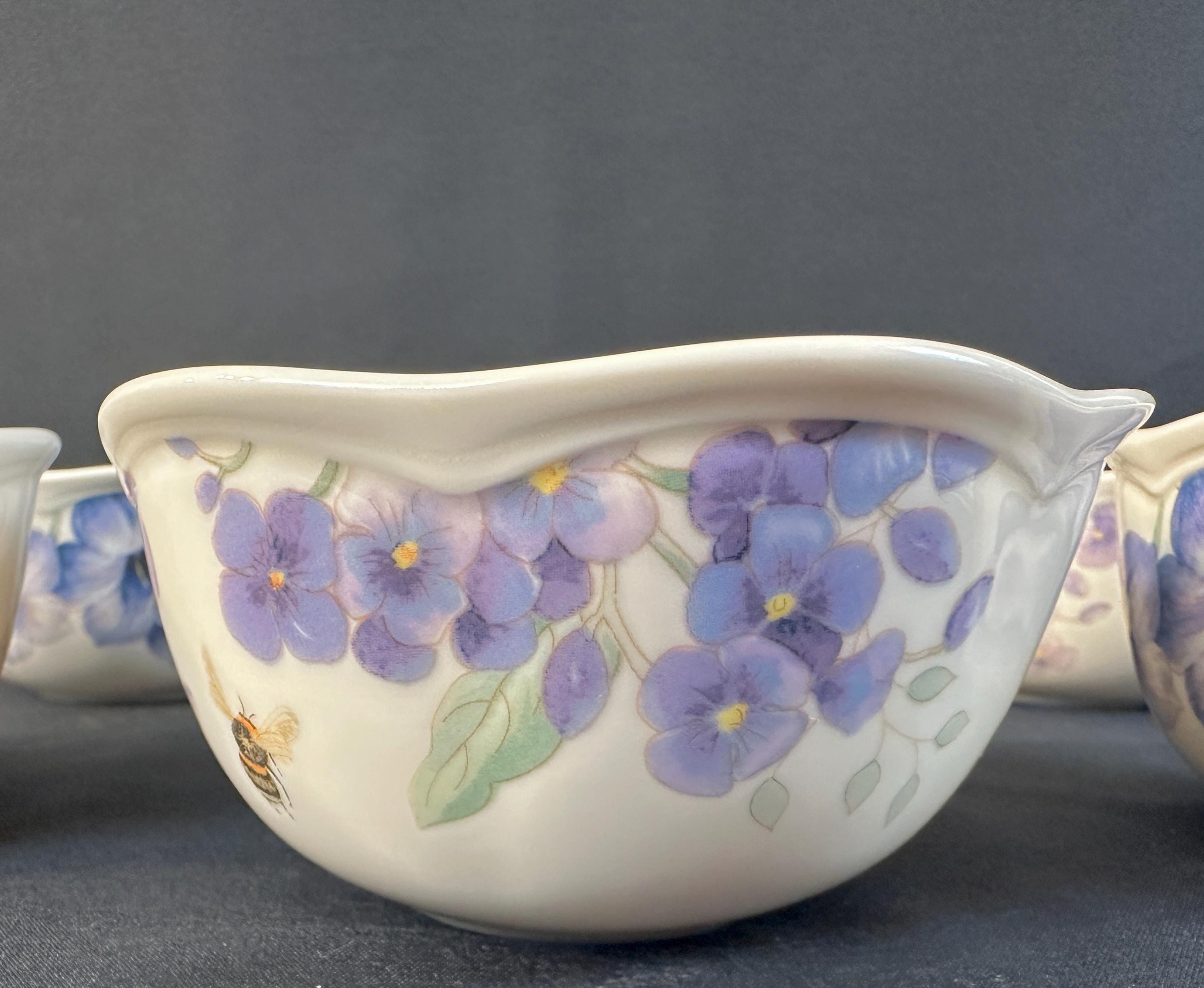 6 Butterfly Meadow Lavender Dessert Bowls