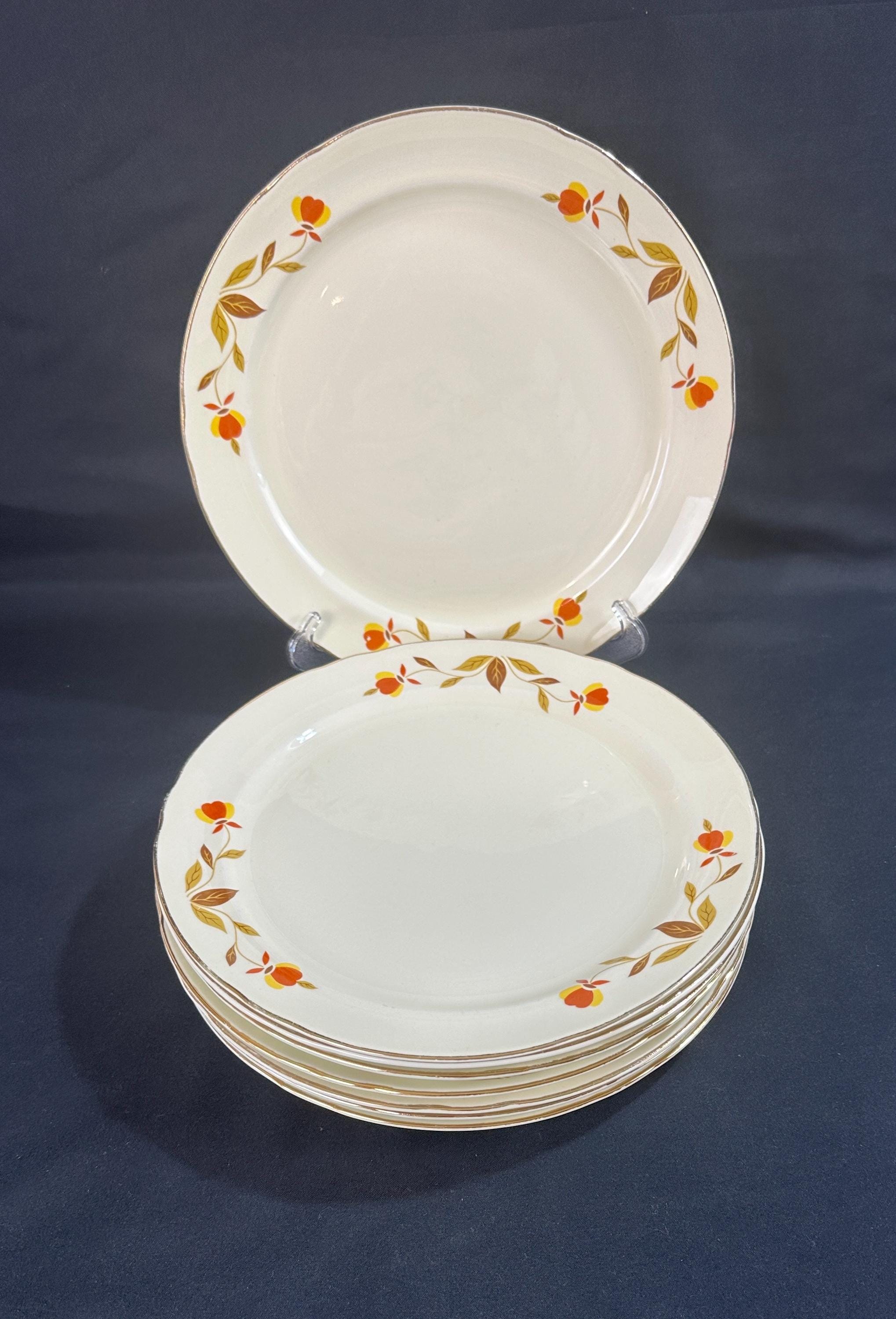 8 Hall Pottery Autumn Leaf Breakfast Plates