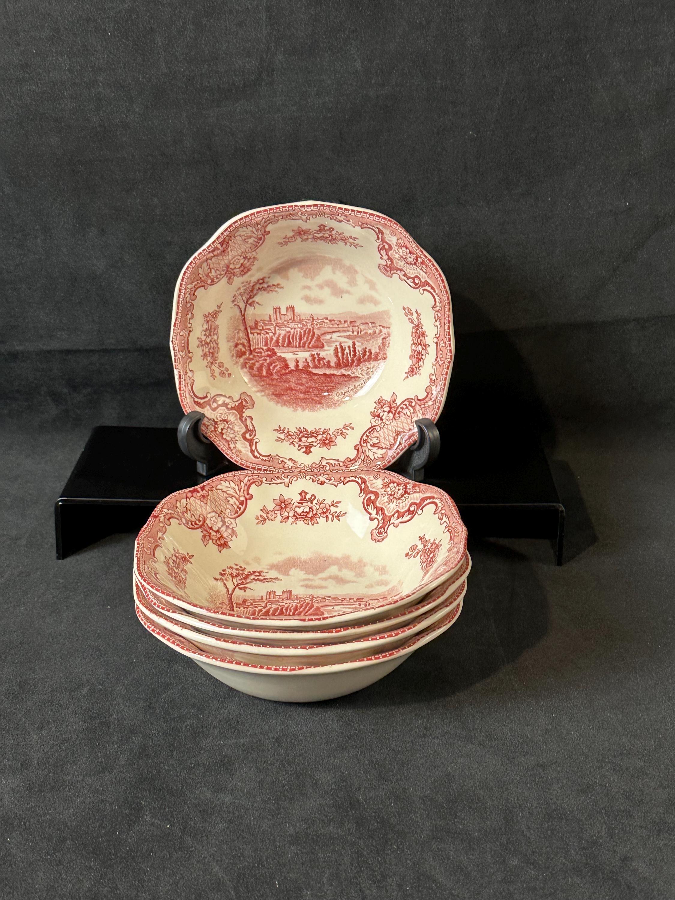 5 Johnson Brothers Old British Castles Square Cereal Bowls