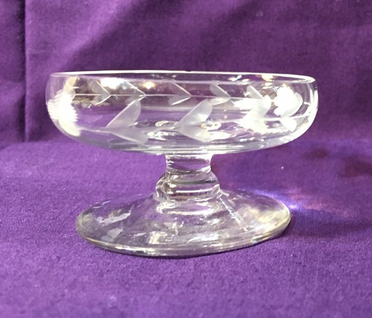 Crystal Salt Cellar with Silver Spoon