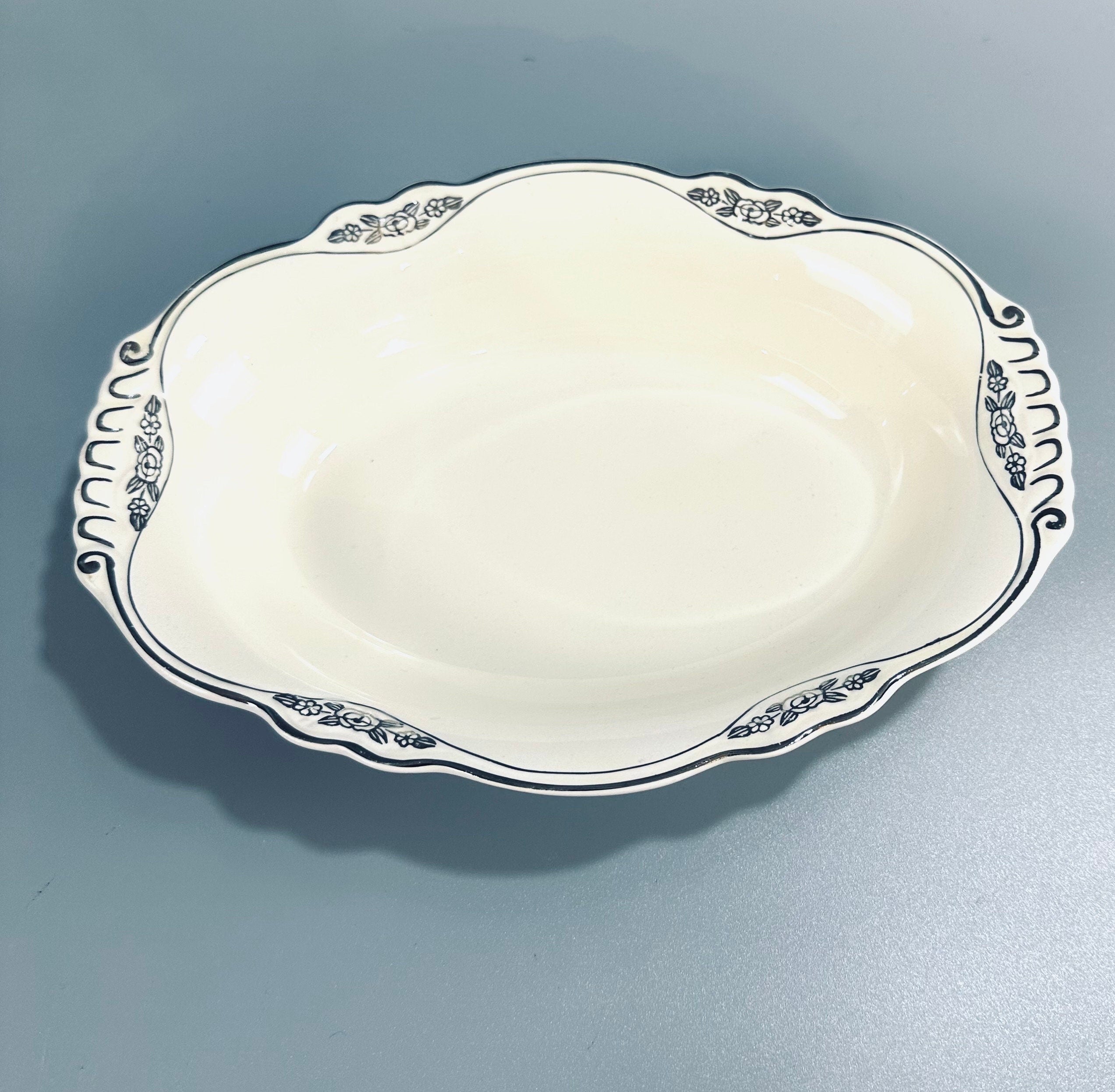 Homer Laughlin Silver Rose Patrician Serving Bowl