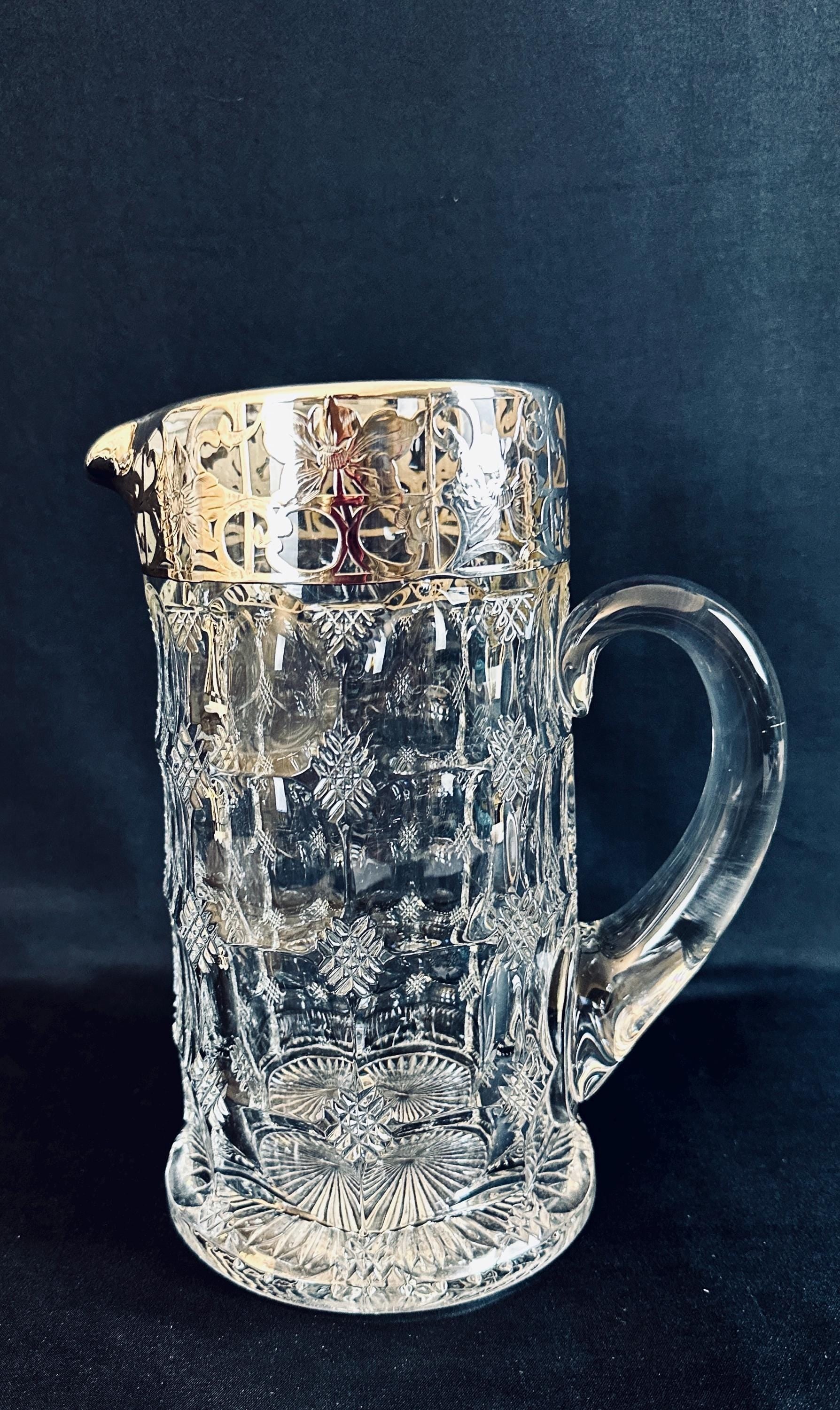 Antique Heisey Pitcher with Sterling Overlay circa 1910