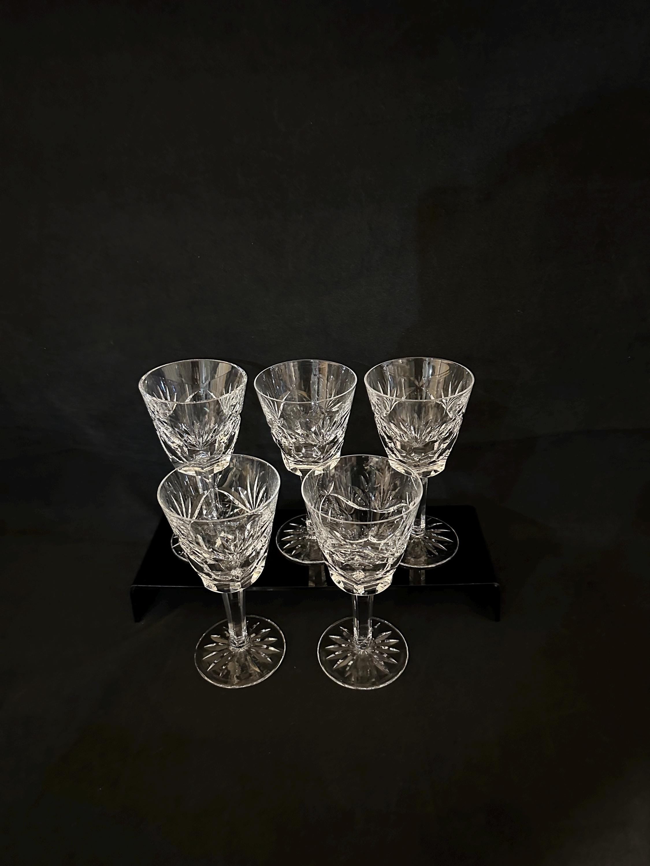 5 Waterford Crystal Glenmore White Wine Glasses