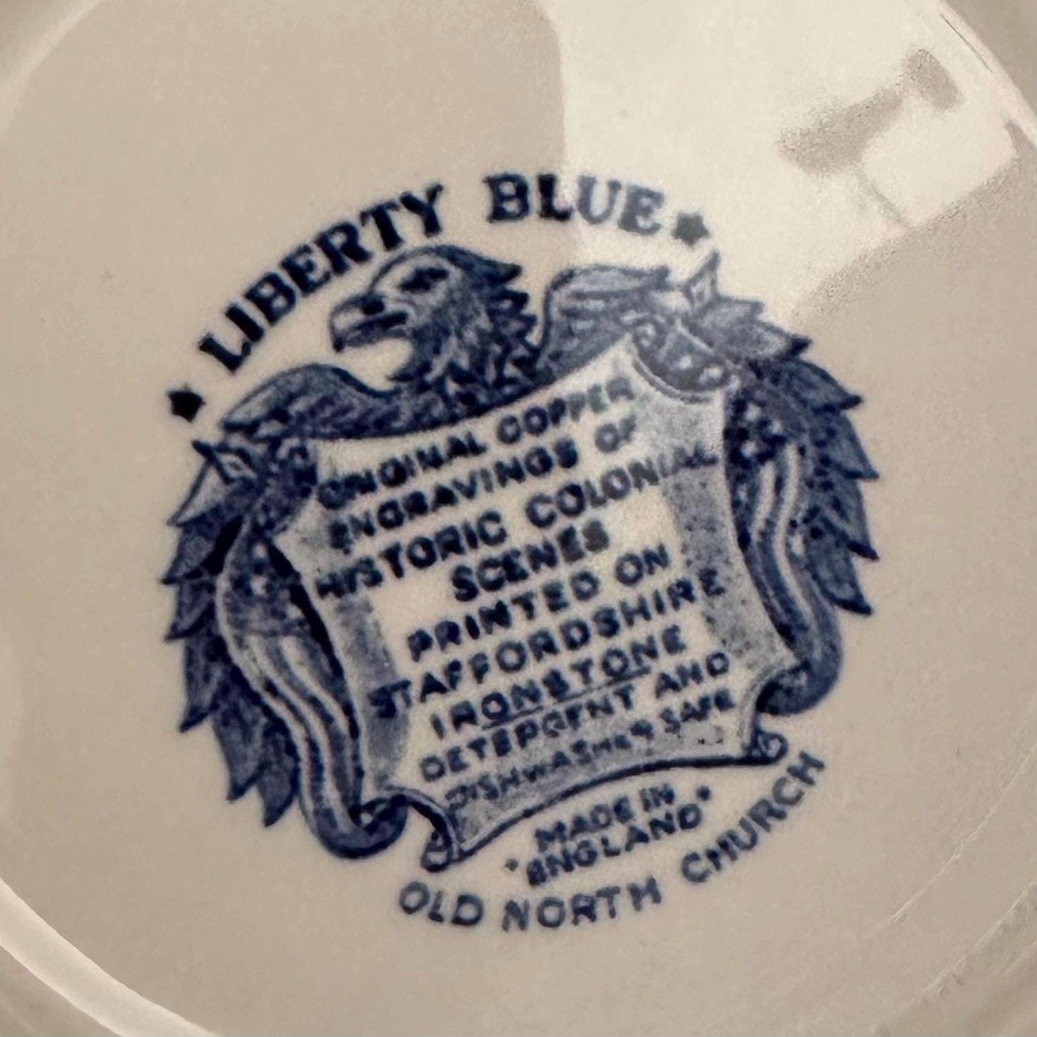 Four Liberty  Blue Rimmed Soup Bowls By Staffordshire