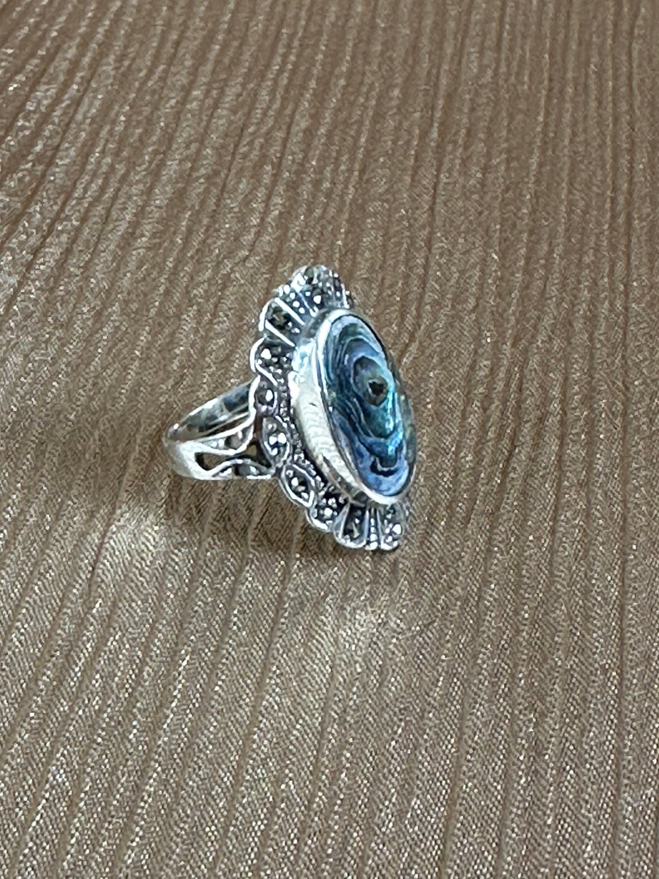 Sterling Silver Abalone and Marsite Nanette Ring