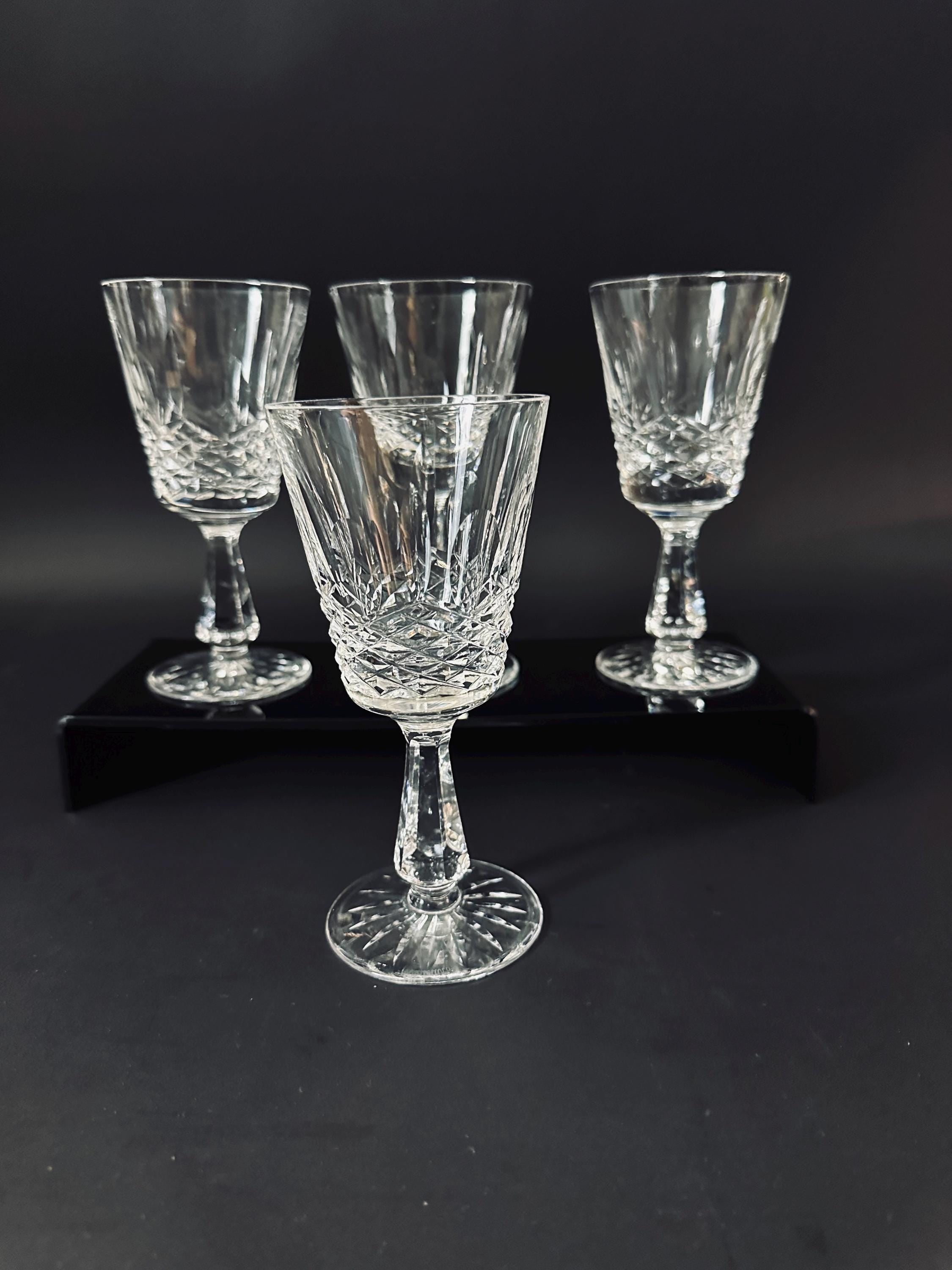 Set of Four Waterford Crystal Kenmare Claret Wine Glasses