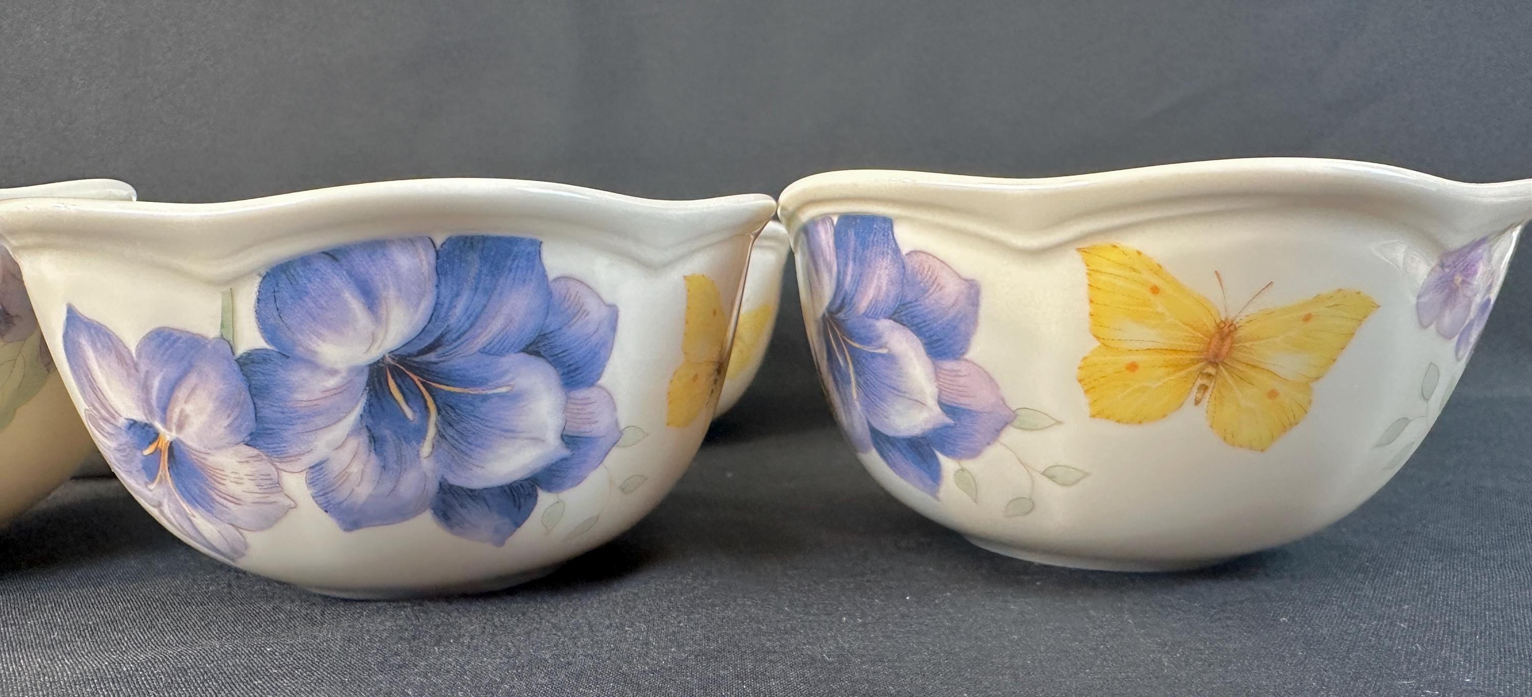 6 Butterfly Meadow Lavender Dessert Bowls