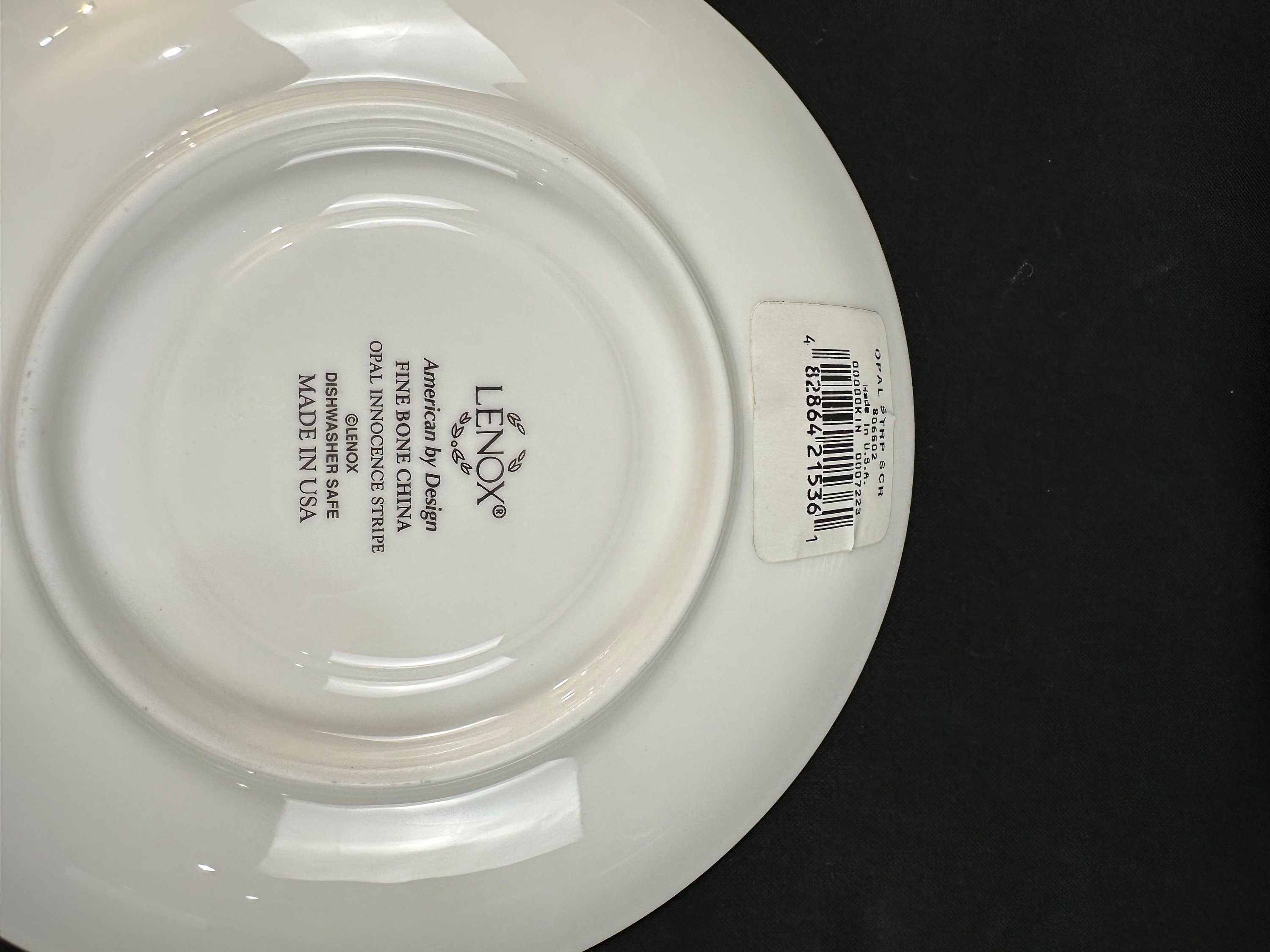 6 Lenox Opal Innocence Stripe Saucers