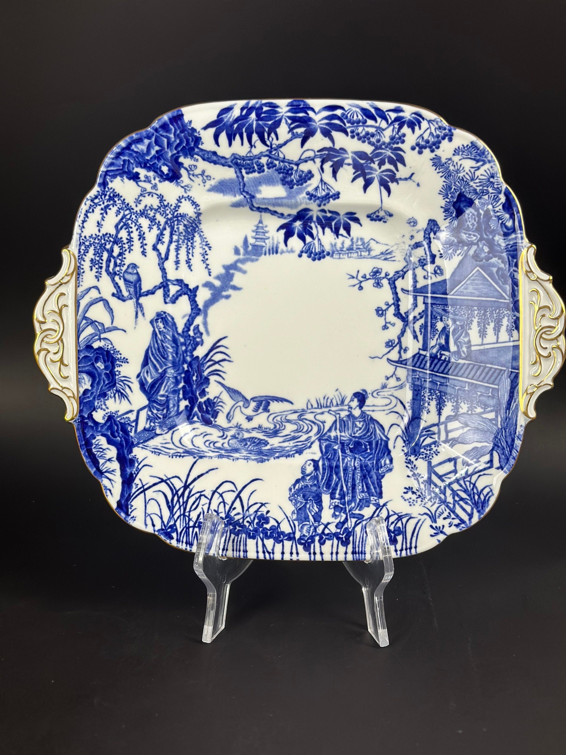 Royal Crown Derby Blue Mikado Cake Plate