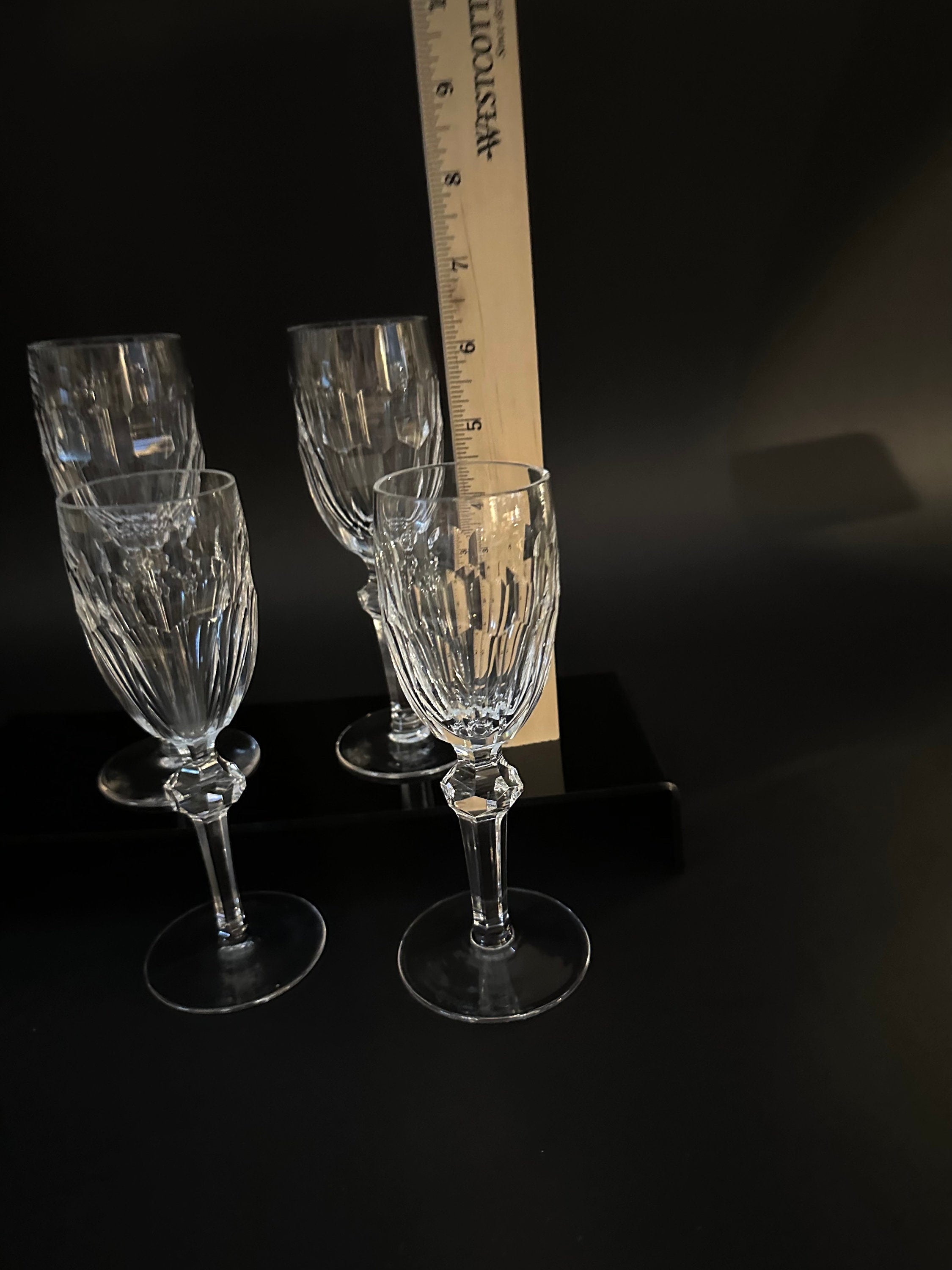 Four Waterford Crystal Sherry Glasses in the “Curraghmore” Pattern