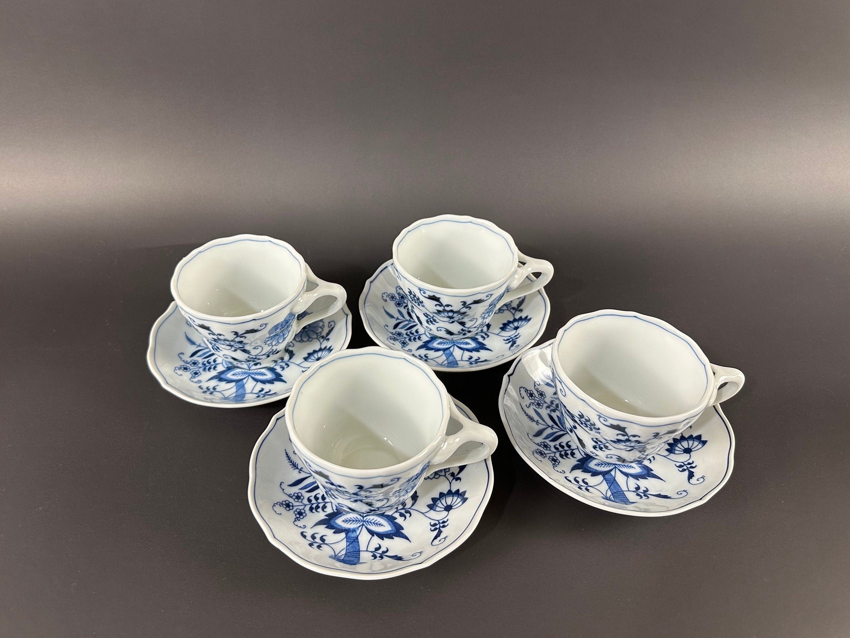 Four Blue Danube Flat Tea Cups & Saucers Sets