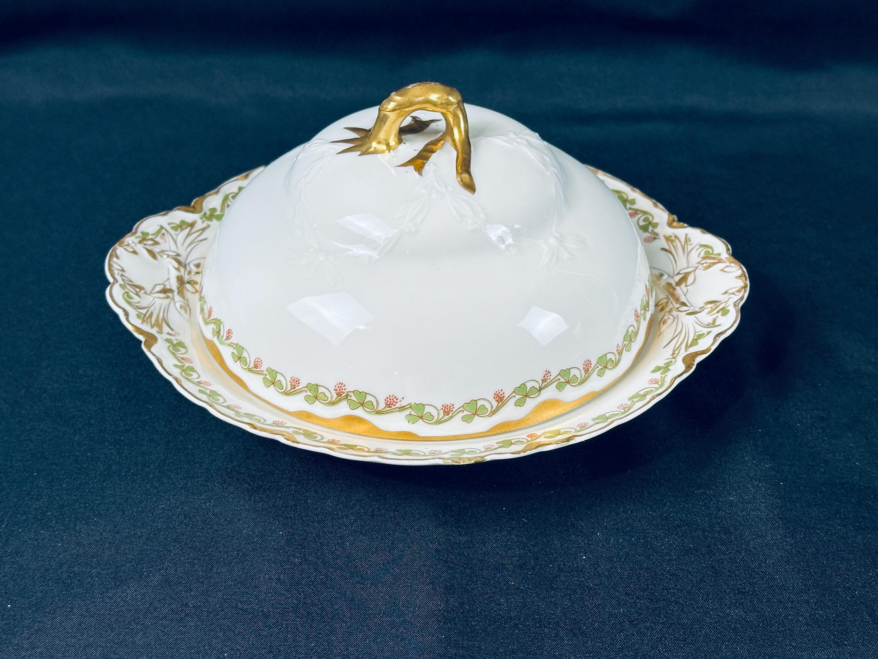 Haviland Clover Leaf Covered Butter Dish