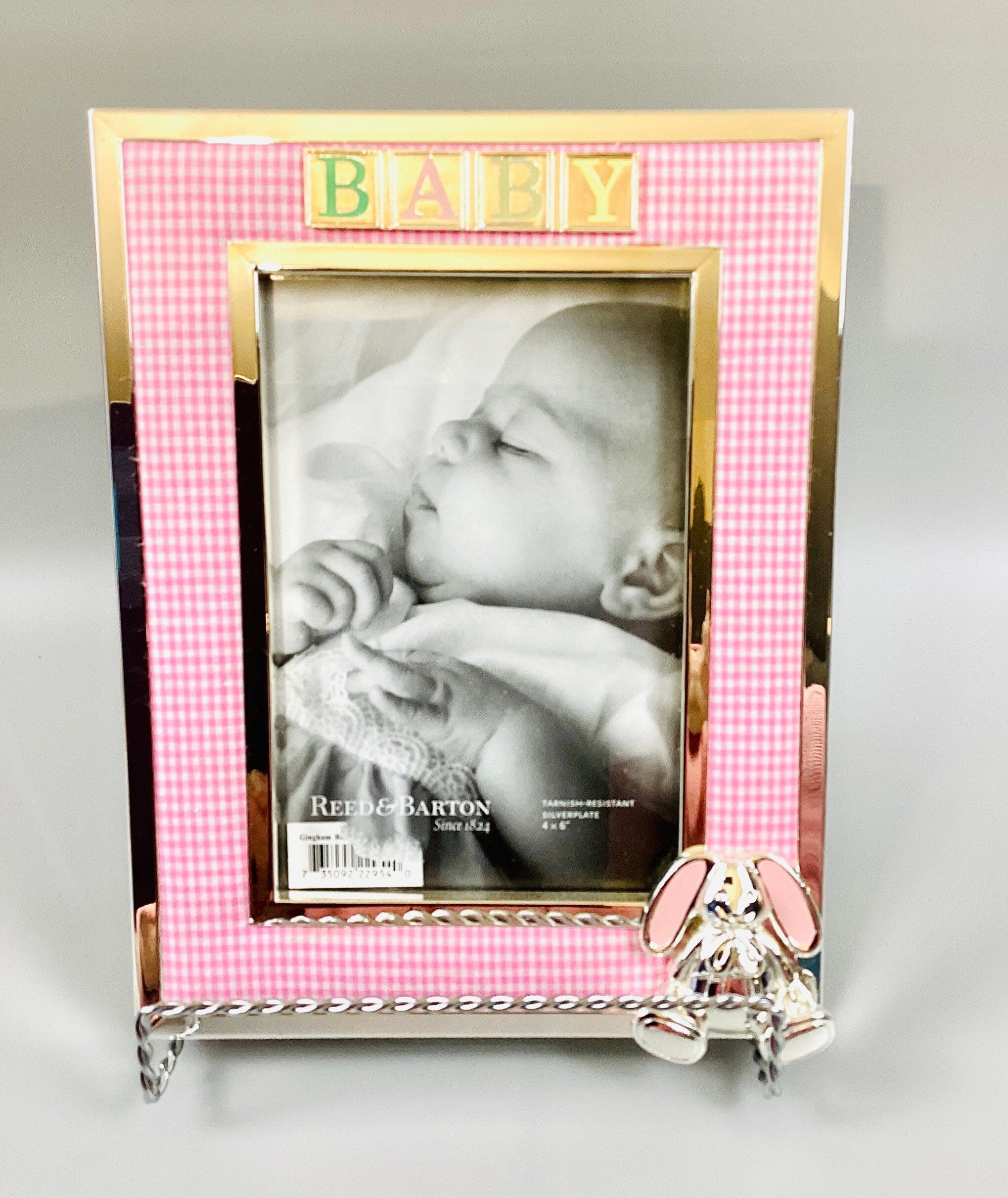 Reed and Barton Gingham Bunny Baby Picture Frame