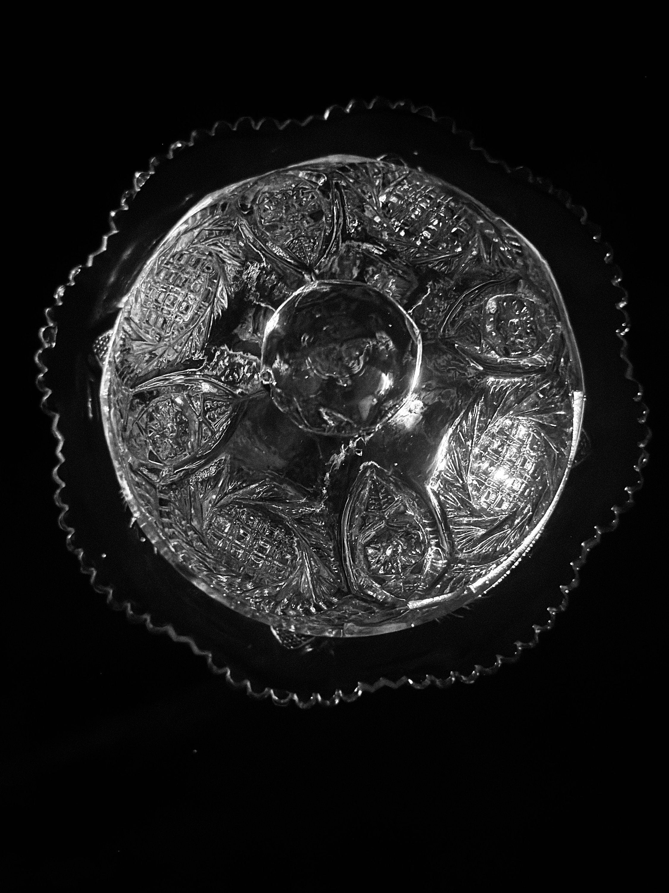 LE Smith Glass Round Covered Butter Sunburst