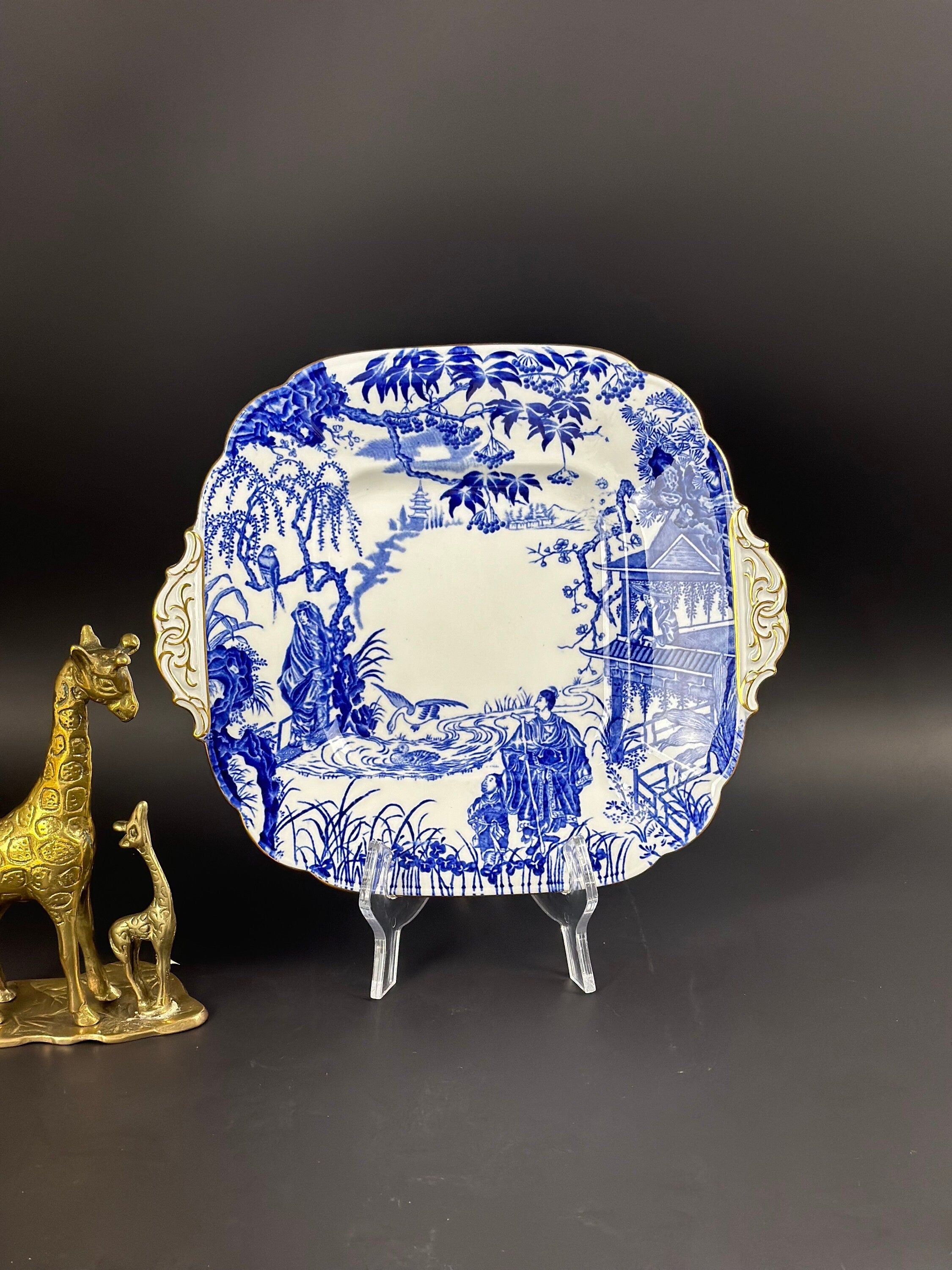 Royal Crown Derby Blue Mikado Cake Plate