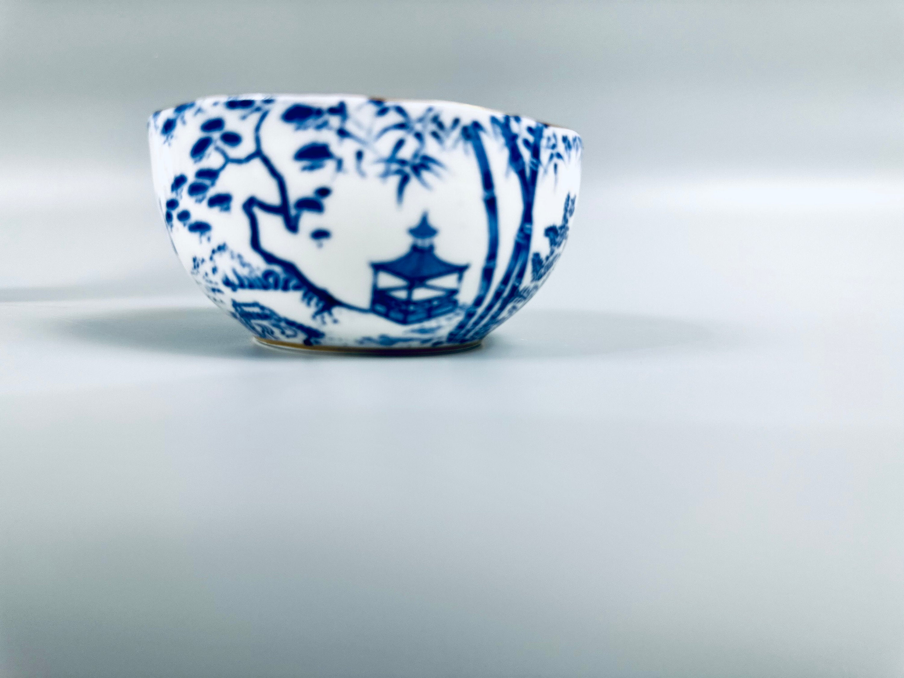 Blue Mikado By Royal Crown Derby Creamer, Sugar Bowl and Teaspoon Rest
