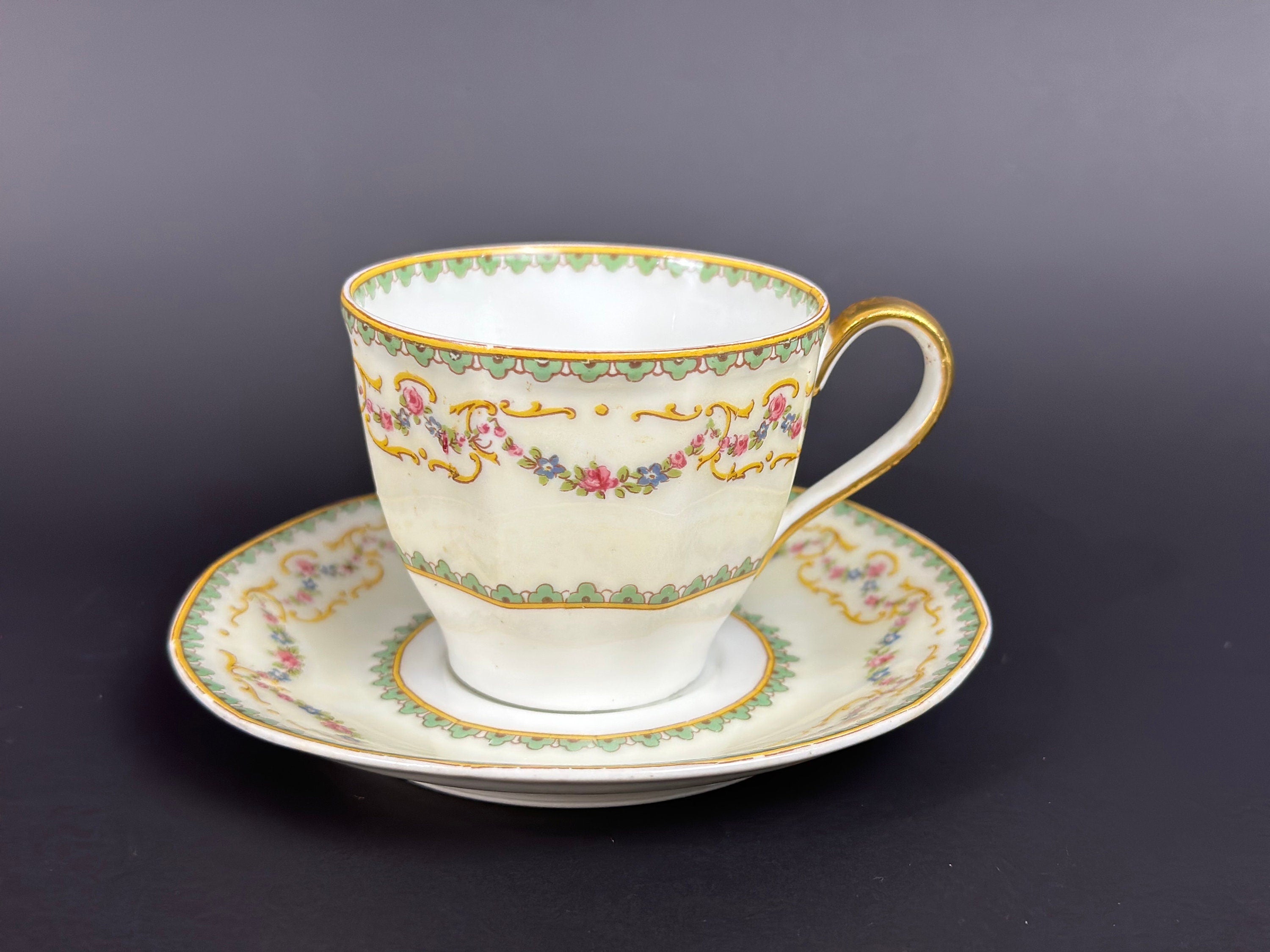 Four Haviland Venice Pattern Demitasse Cups and Saucers