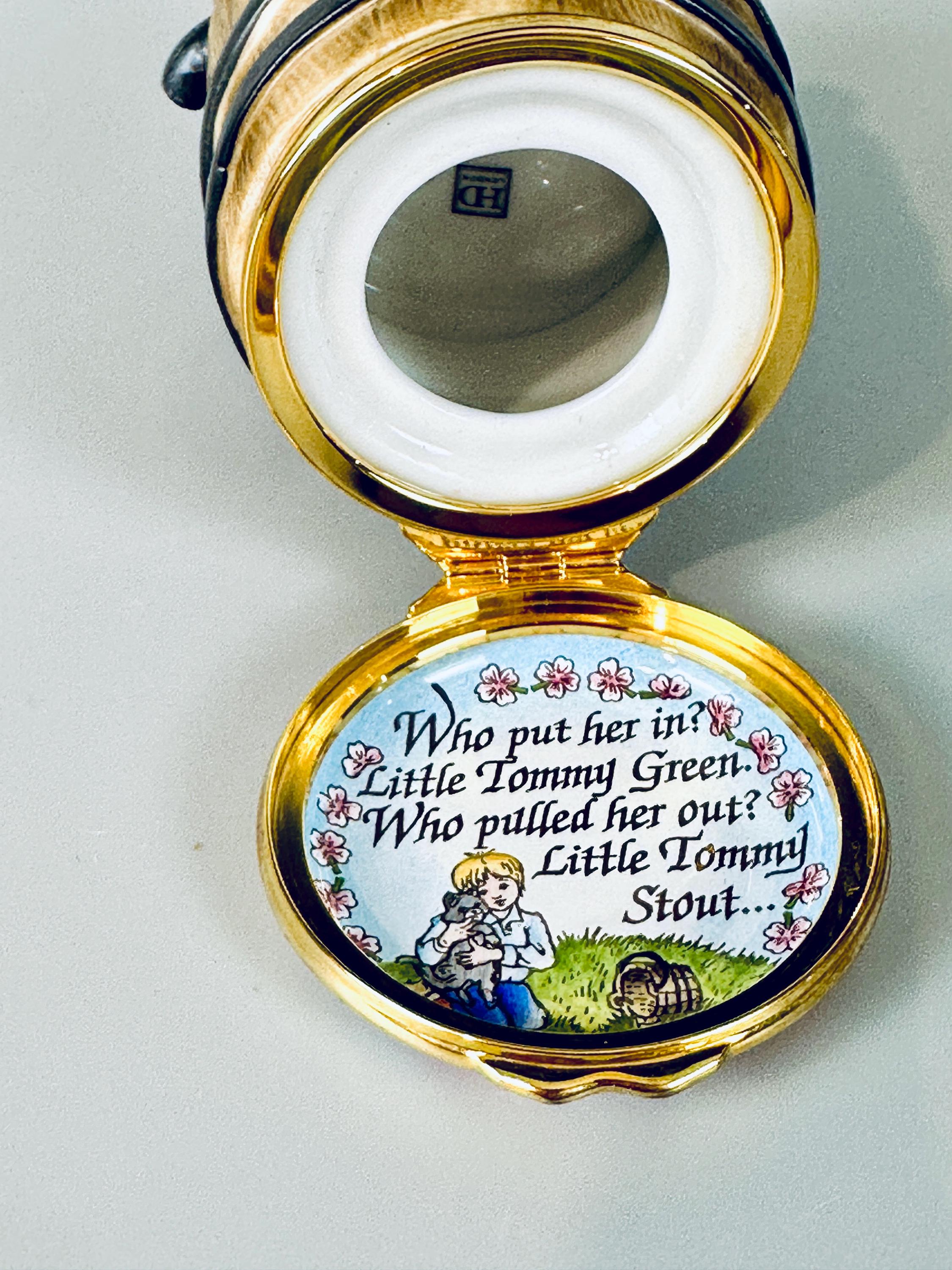 Limoges Trinket Box Black Cat in Bucket